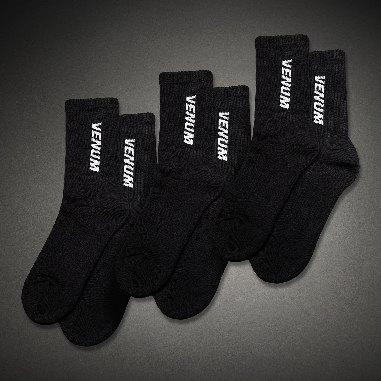 Venum Essential Crew Socks (Set of 3 pairs) - Black/White - Image 2