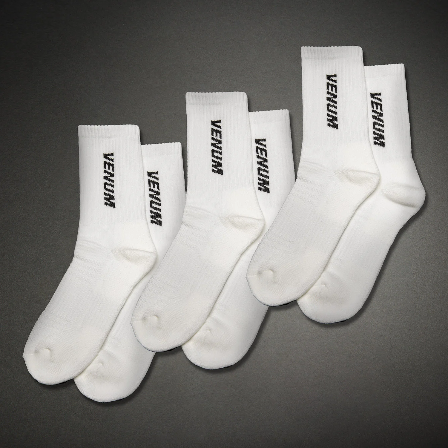 Venum Essential Crew Socks (Set of 3 pairs) - White/Black - Image 2