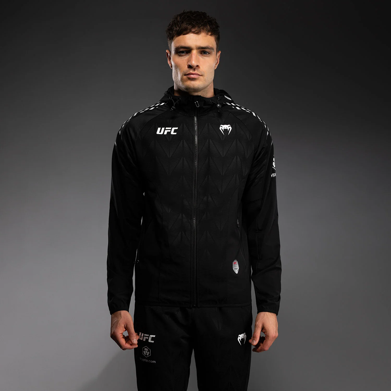 Men’s UFC Zenith by Venum Black Authentic Fight Night Walkout Hoodie Personalized - Image 2