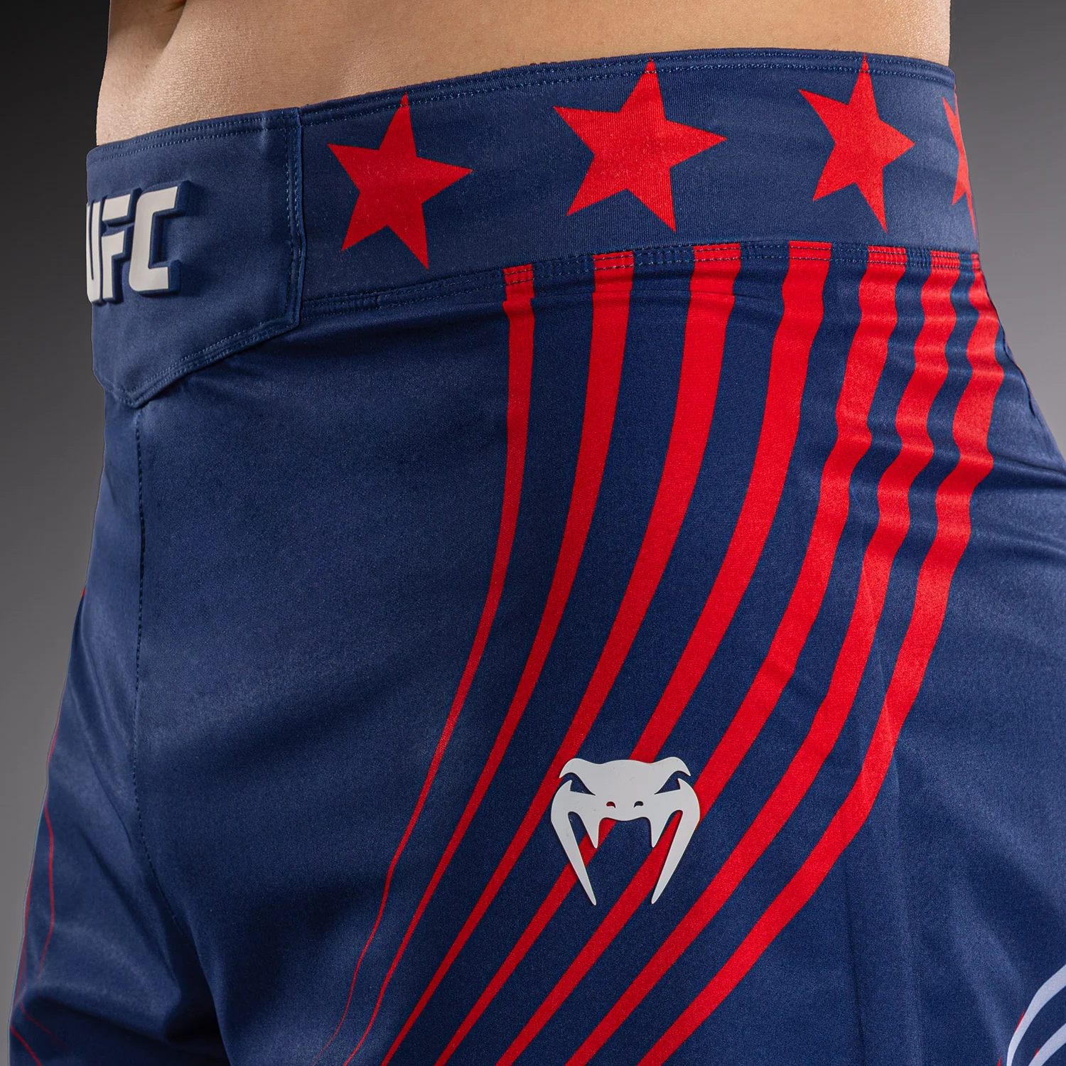 Men's Official UFC Freedom 250 by Venum Blue Authentic Fight Night Long Fit Fight Short - Image 8