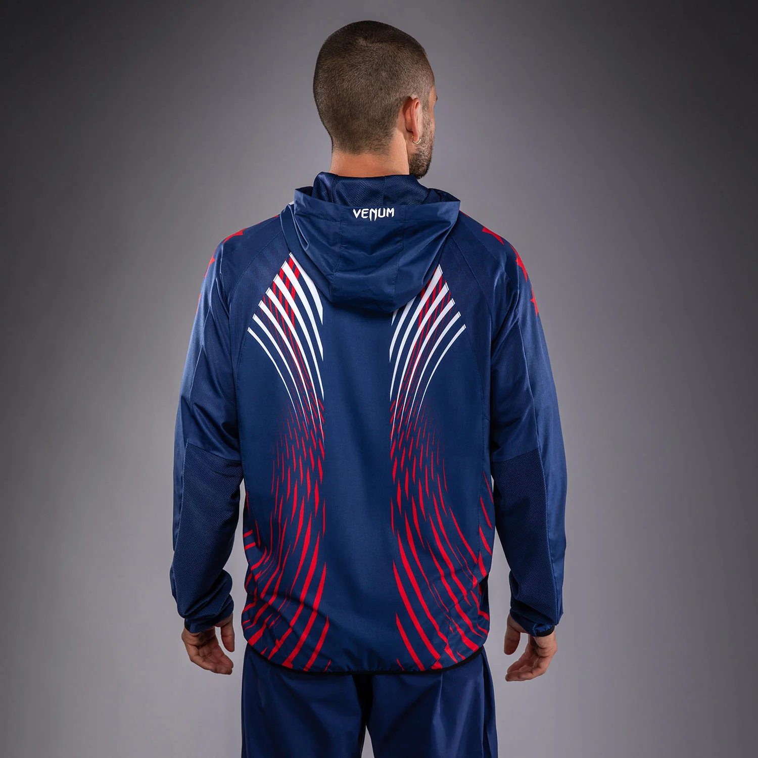 Men's Official UFC Freedom 250 by Venum Blue Authentic Fight Night Walkout Hoodie - Image 3