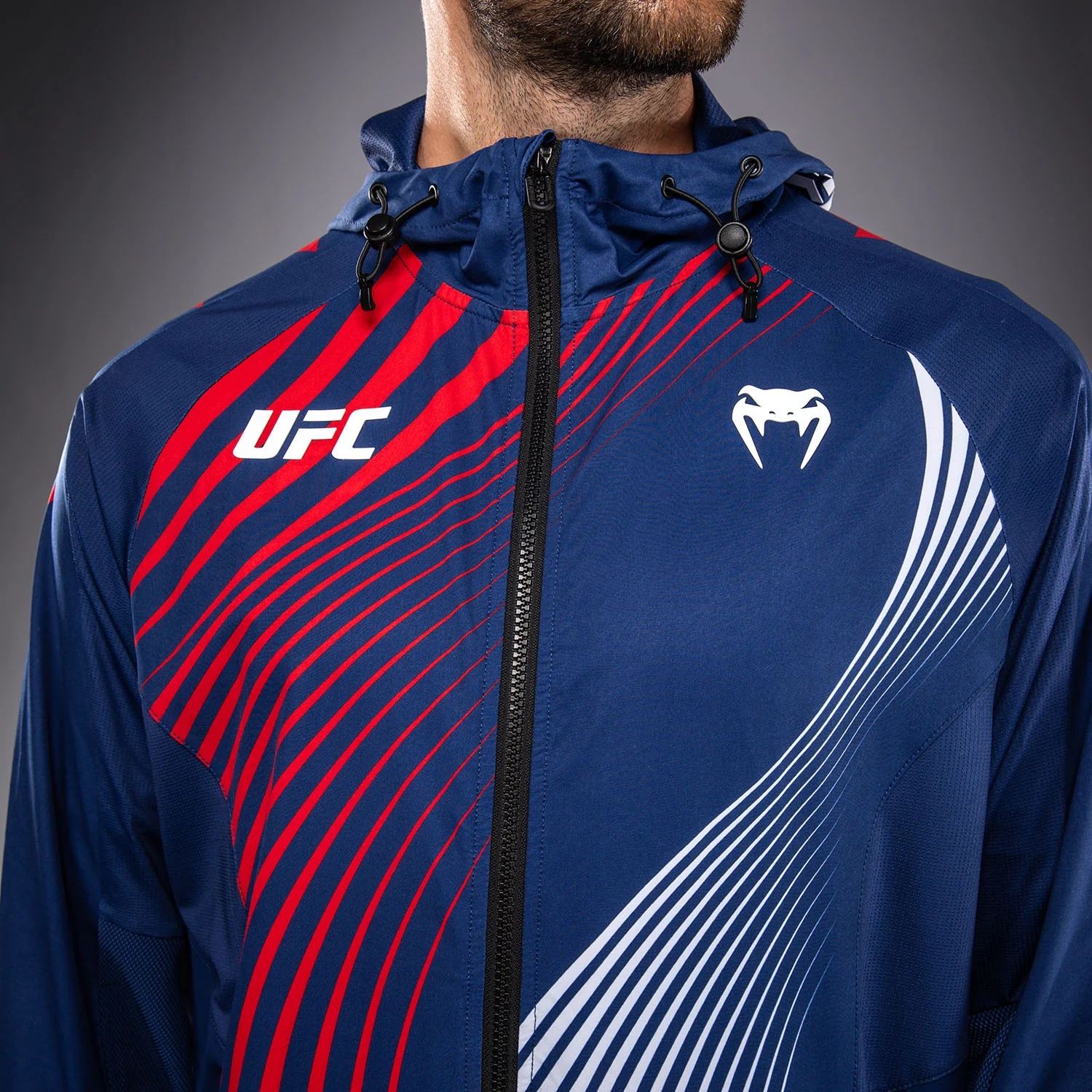 Men's Official UFC Freedom 250 by Venum Blue Authentic Fight Night Walkout Hoodie - Image 7