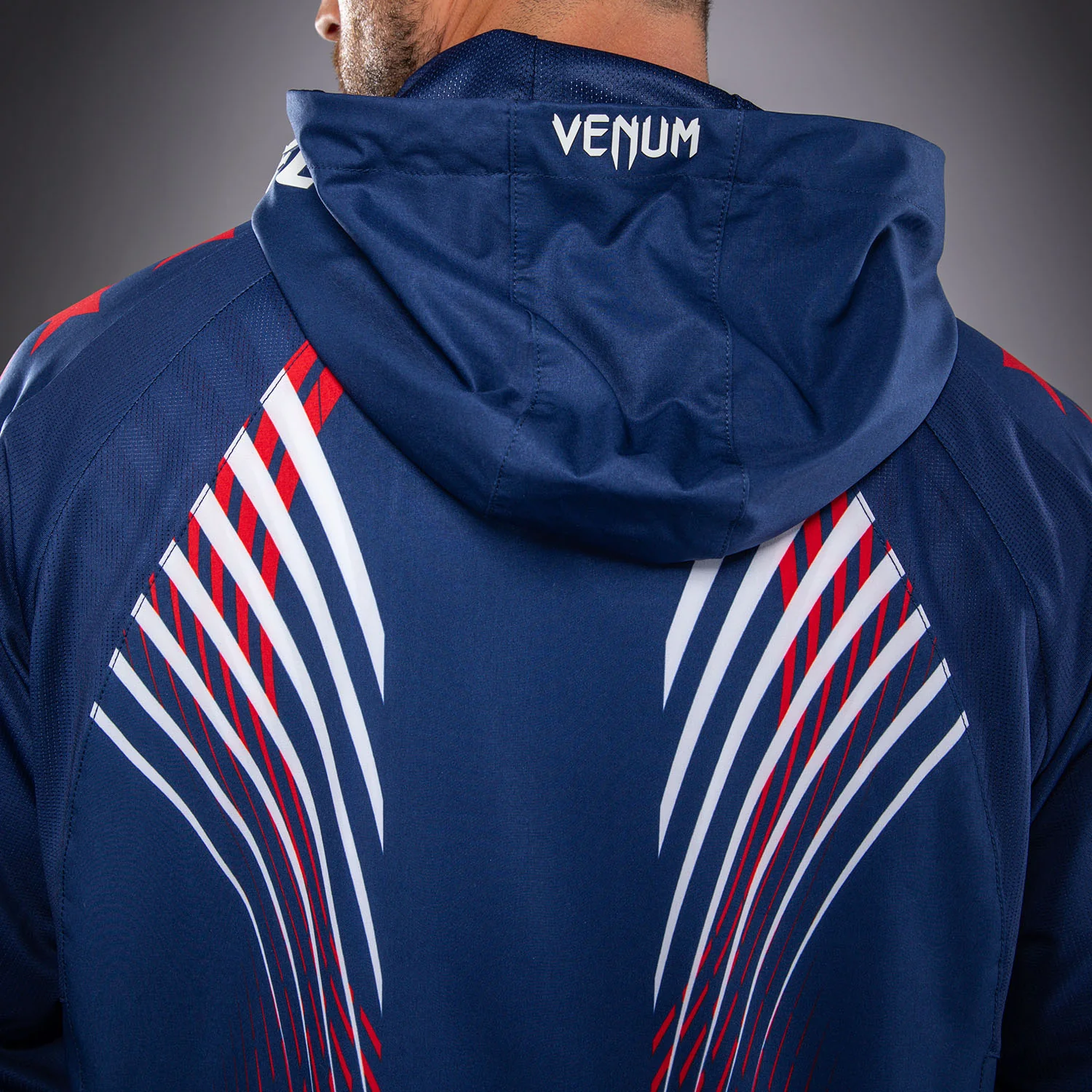 Men's Official UFC Freedom 250 by Venum Blue Authentic Fight Night Walkout Hoodie - Image 9