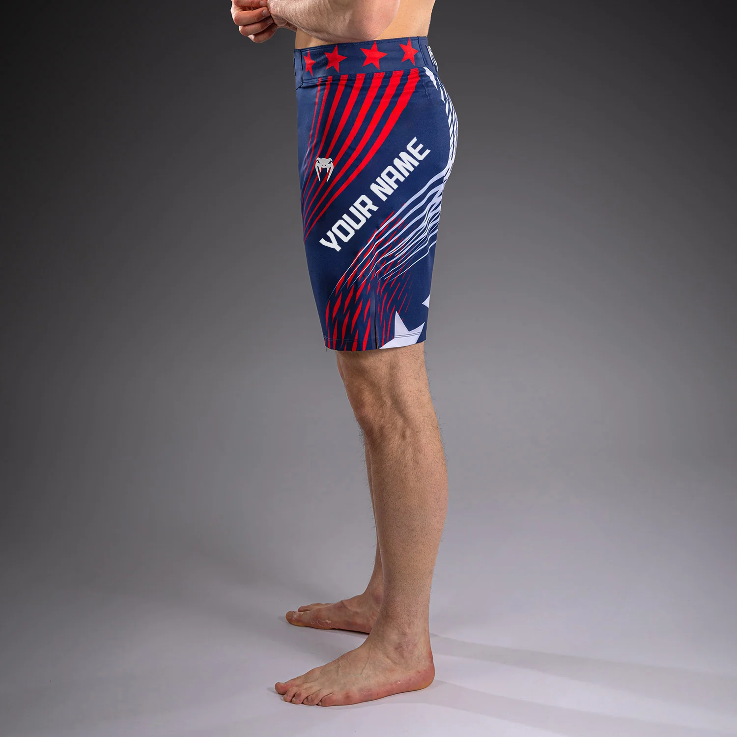 Men's UFC Freedom 250 by Venum Blue Personalized Authentic Fight Night Long Fit Fight Short
