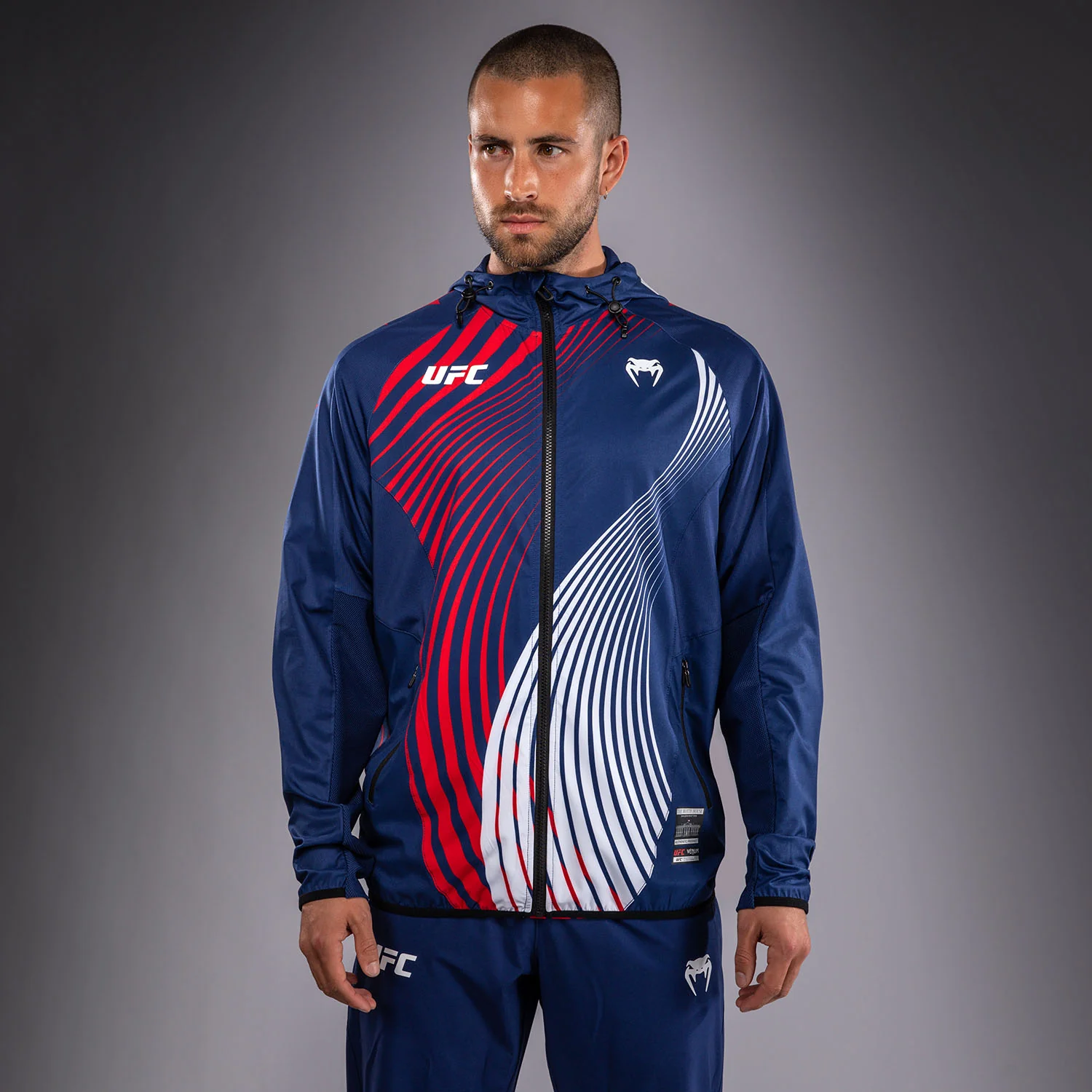 Men's UFC Freedom 250 by Venum Blue Personalized Authentic Fight Night Walkout Hoodie - Image 2
