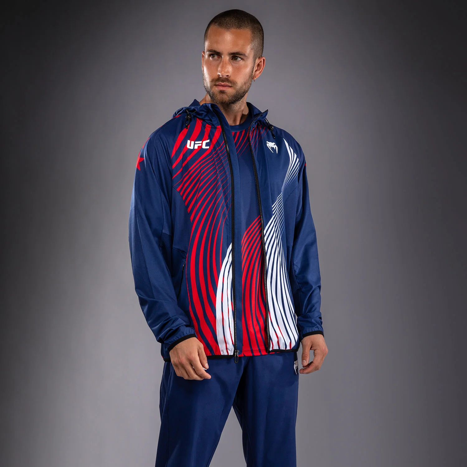 Men's UFC Freedom 250 by Venum Blue Personalized Authentic Fight Night Walkout Hoodie - Image 5