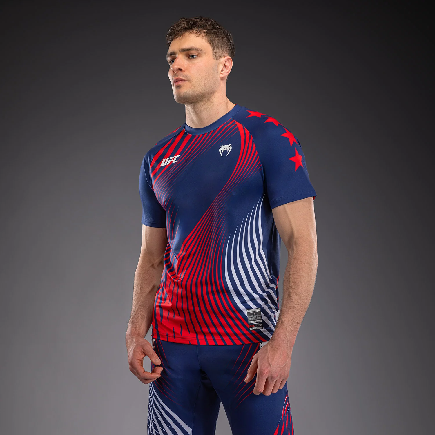 Men's UFC Freedom 250 by Venum Blue Personalized Authentic Fight Night Walkout Jersey - Image 3