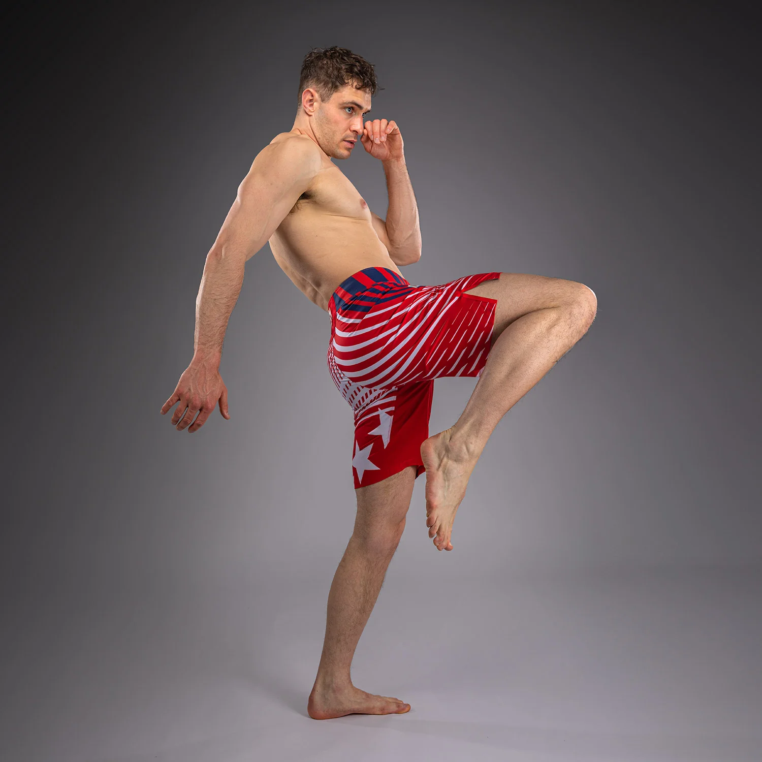 Men's Official UFC Freedom 250 by Venum Red Authentic Fight Night Long Fit Fight Short - Image 5