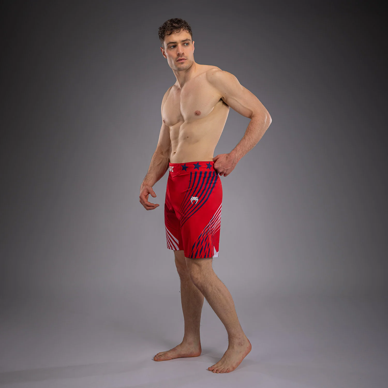 Men's UFC Freedom 250 by Venum Red Personalized Authentic Fight Night Long Fit Fight Short - Image 4