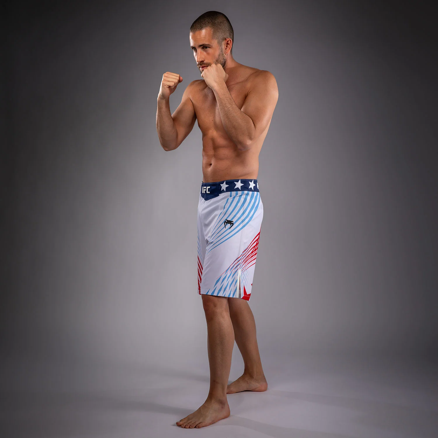 Men's Official UFC Freedom 250 by Venum White Authentic Fight Night Long Fit Fight Short - Image 7