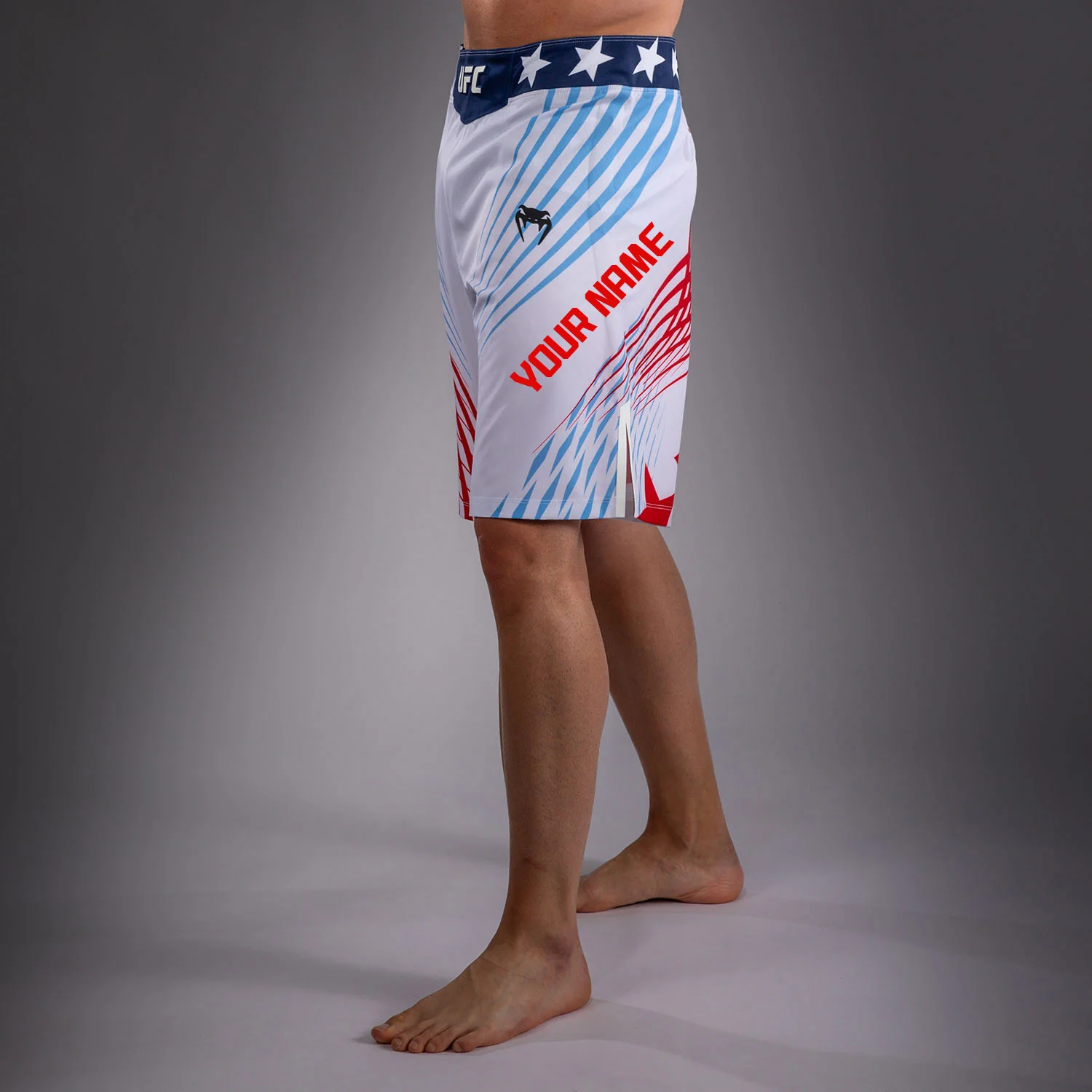 Men's UFC Freedom 250 by Venum White Personalized Authentic Fight Night Long Fit Fight Short