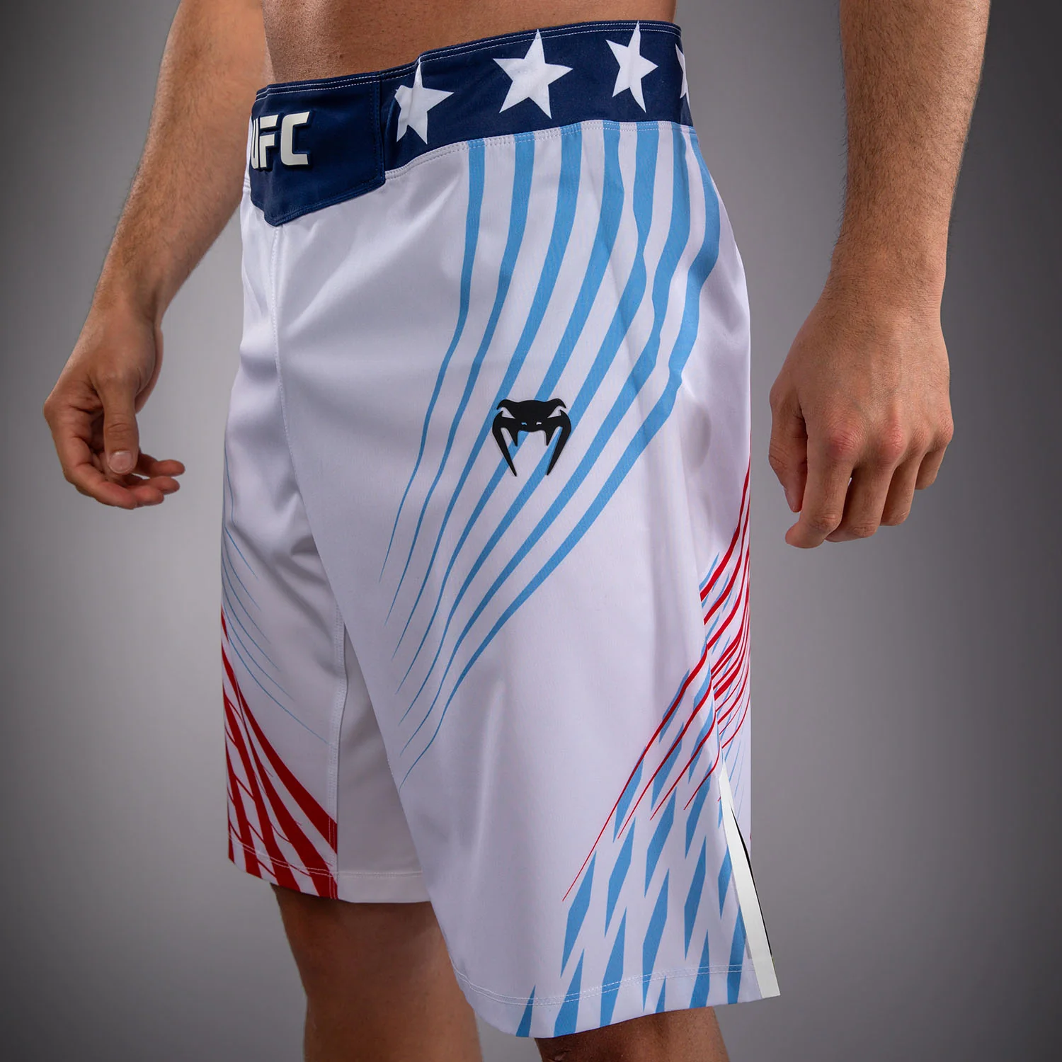 Men's UFC Freedom 250 by Venum White Personalized Authentic Fight Night Long Fit Fight Short - Image 6