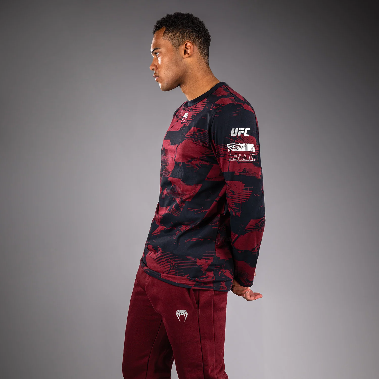 Men's UFC Zenith by Venum Burgundy Authentic Fight Week Long Sleeve T-Shirt - Image 2