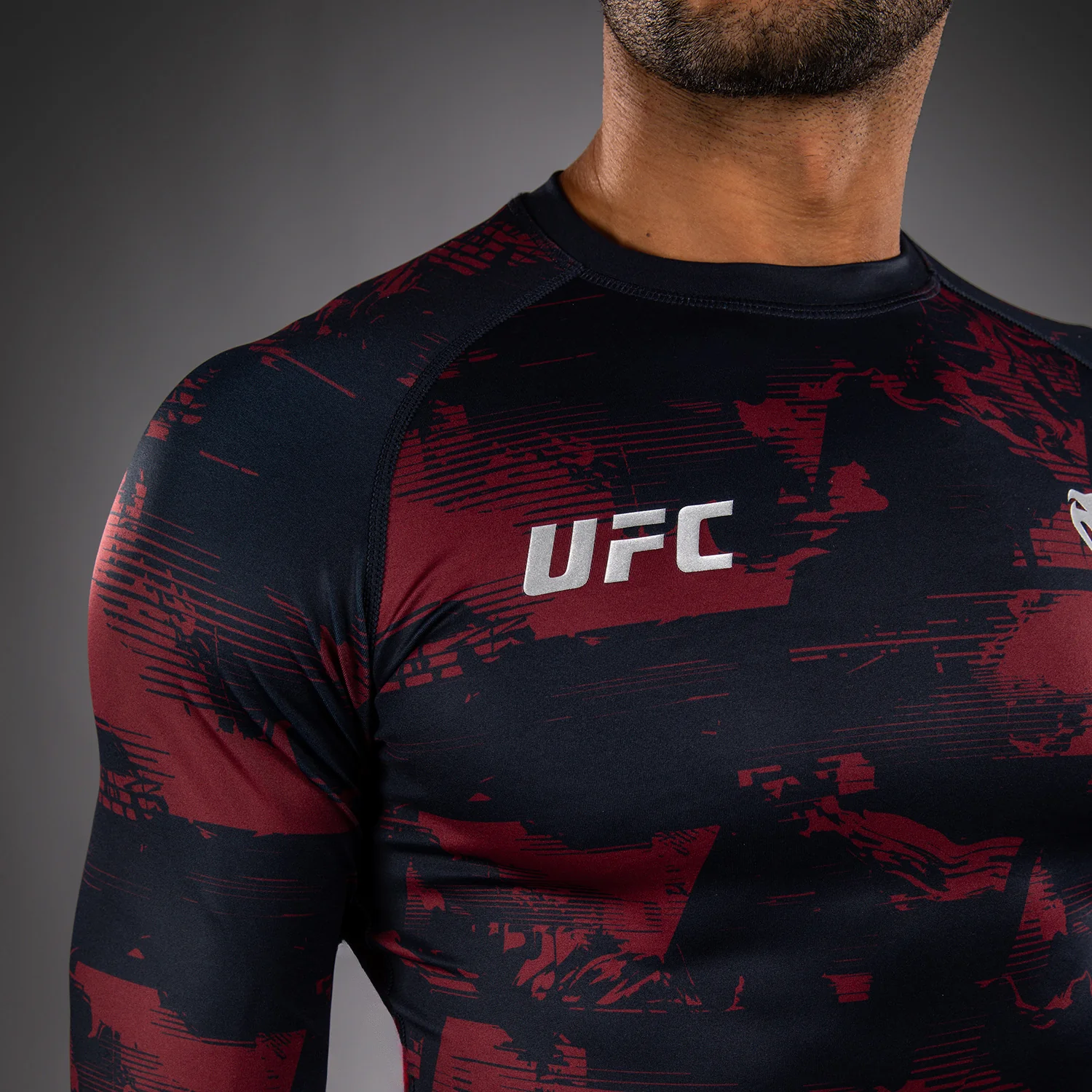 Men's UFC Zenith by Venum Burgundy Authentic Fight Week Performance Long Sleeve Rashguard - Image 4