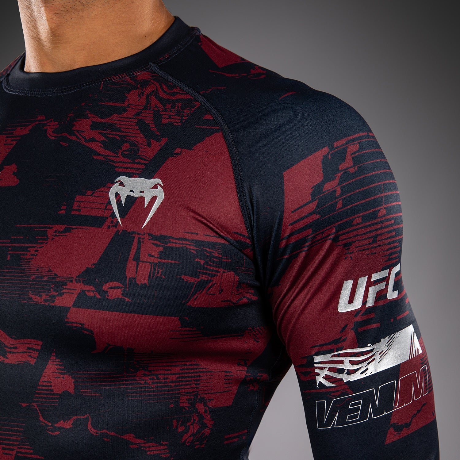 Men's UFC Zenith by Venum Burgundy Authentic Fight Week Performance Long Sleeve Rashguard - Image 5