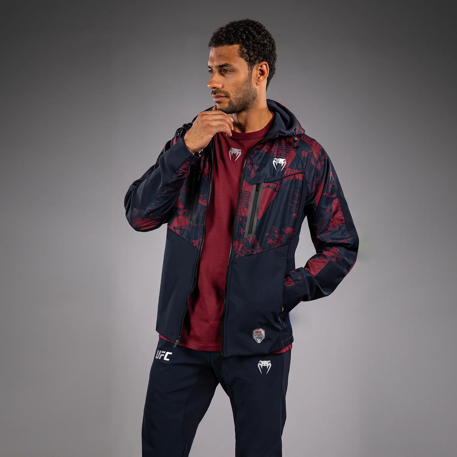 Men's UFC Zenith by Venum Burgundy Authentic Fight Week Zip Hoodie - Image 2