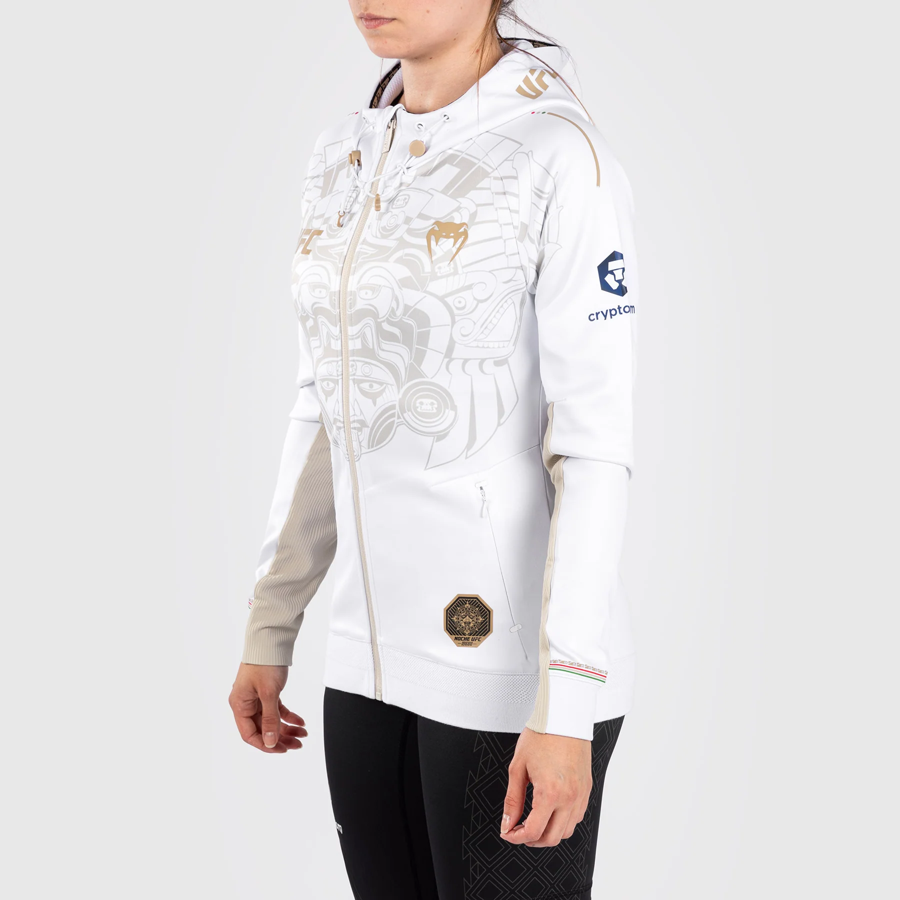 Noche UFC By Venum Authentic Fight Night Women’s Walkout Hoodie - White - Image 2