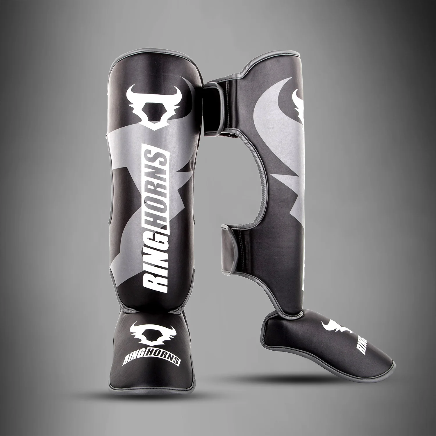 Ringhorns Charger by Venum Shin Guards and Foot Protectors - Black