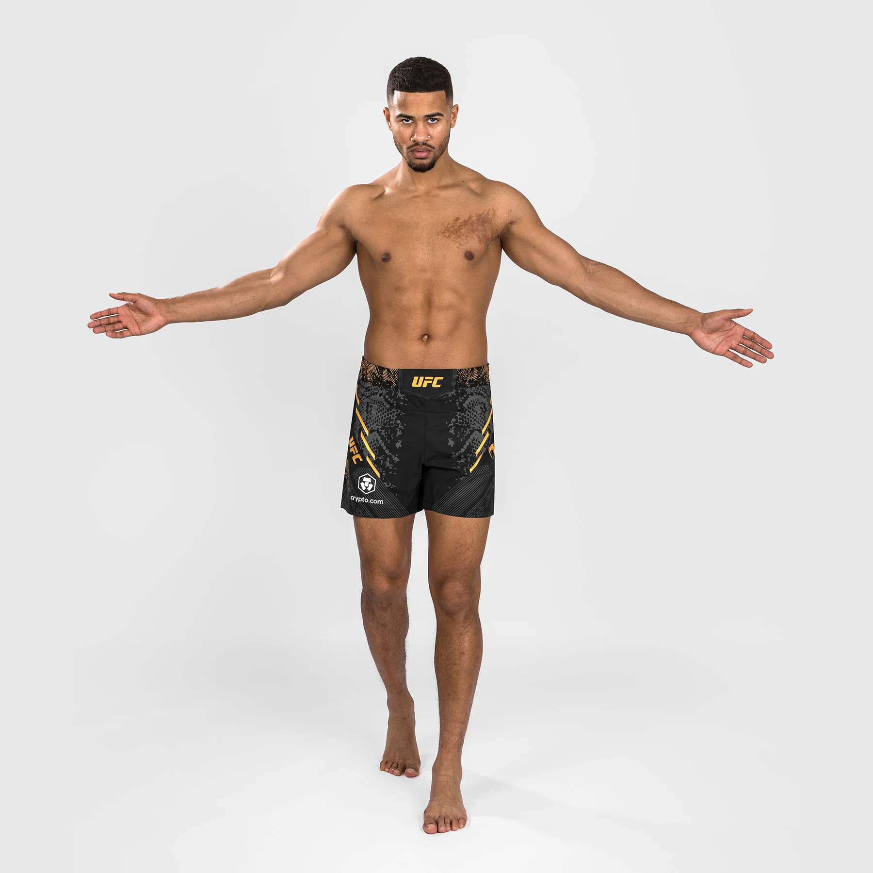 UFC Adrenaline by Venum Personalized Authentic Fight Night Men's Fight Short - Short Fit - Black/Gold - Image 3