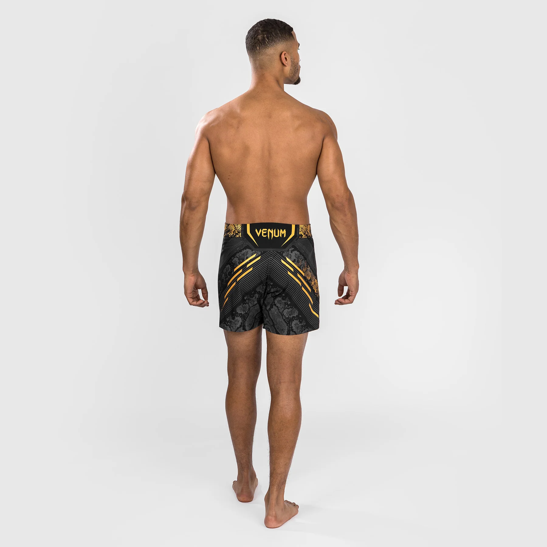 UFC Adrenaline by Venum Personalized Authentic Fight Night Men's Fight Short - Short Fit - Black/Gold - Image 5