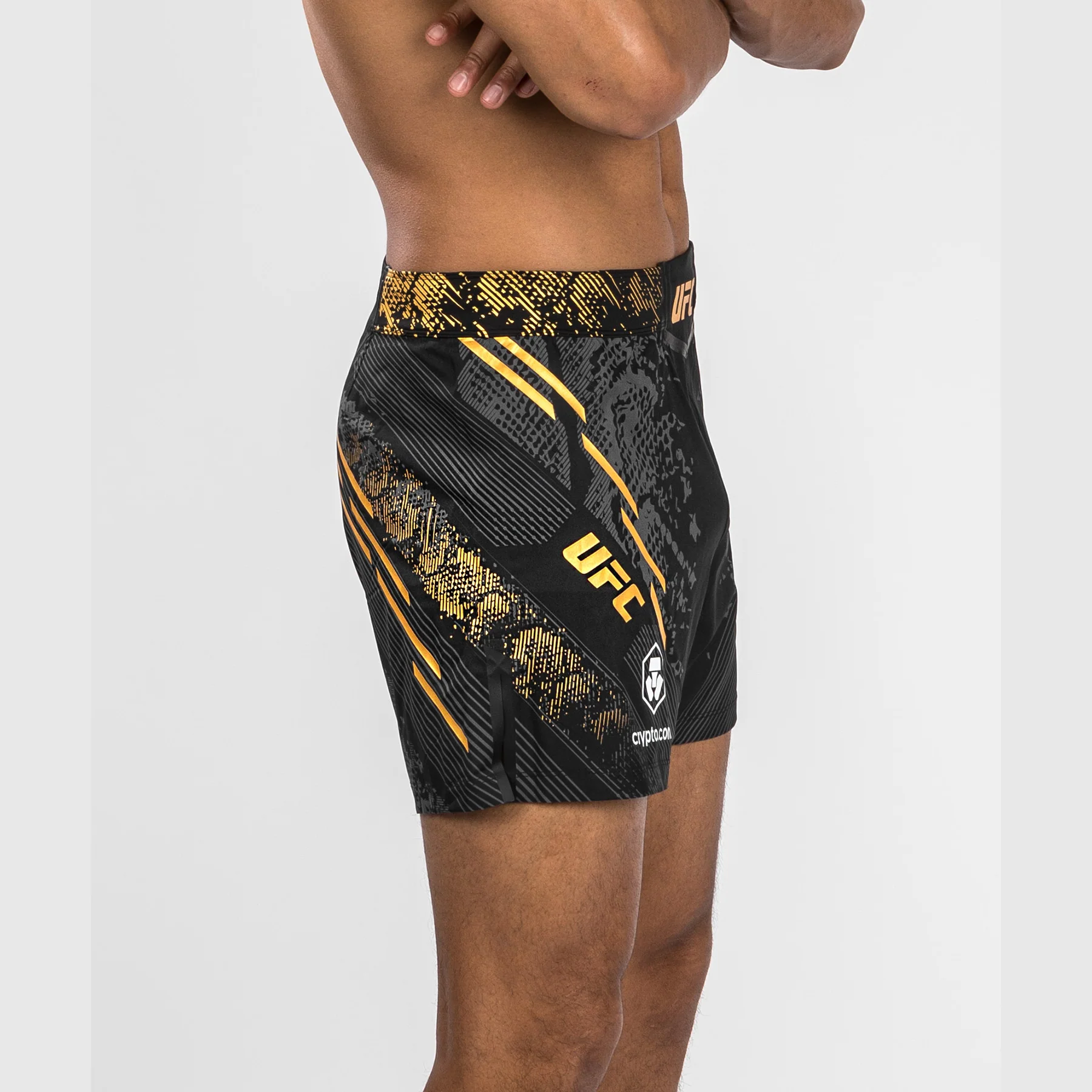 UFC Adrenaline by Venum Personalized Authentic Fight Night Men's Fight Short - Short Fit - Black/Gold - Image 6
