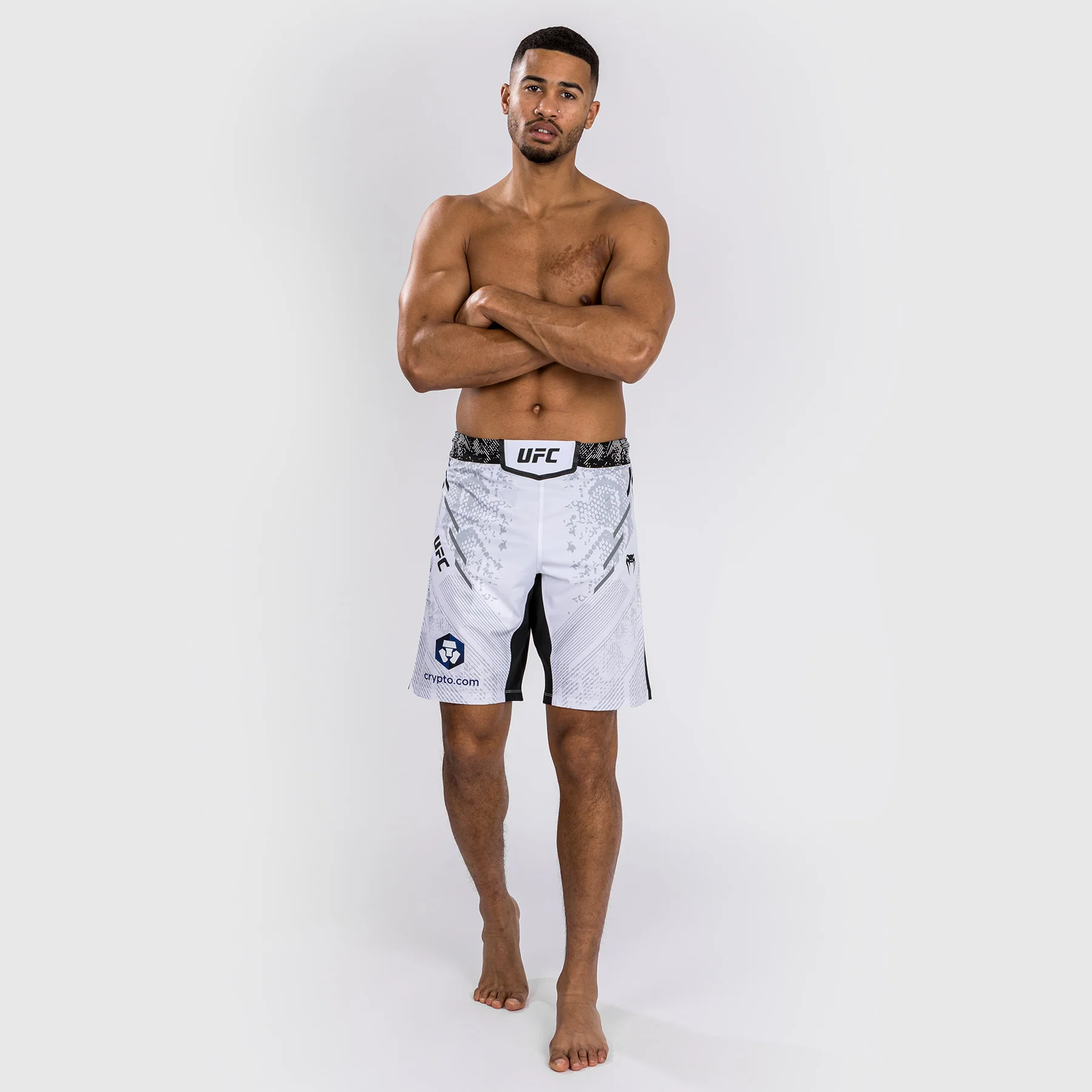 UFC Adrenaline by Venum Personalized Authentic Fight Night Men's Fight Short - Long Fit - White - Image 4