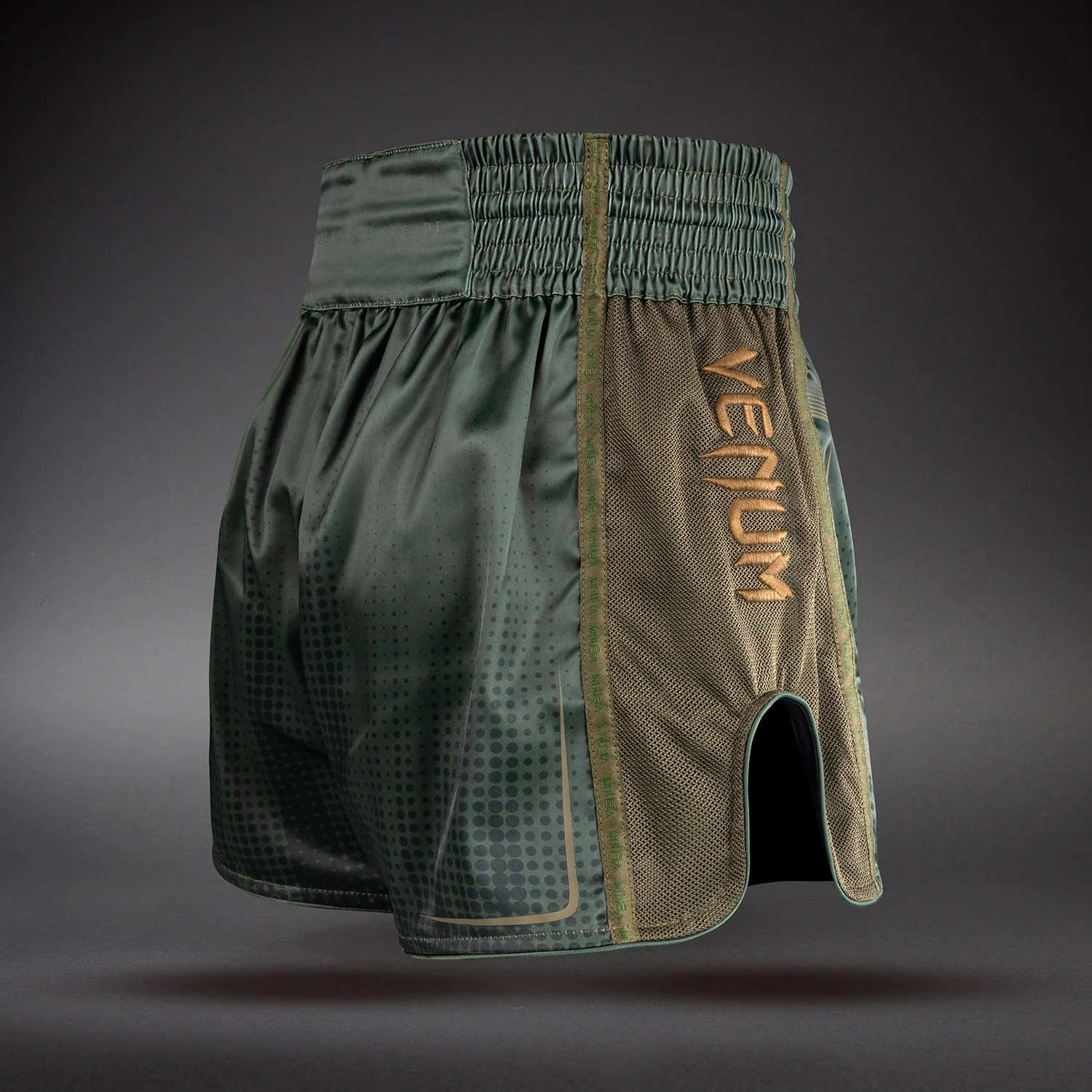 Venum Stealth Muay Thai Shorts - Khaki/Dark Green - Image 4