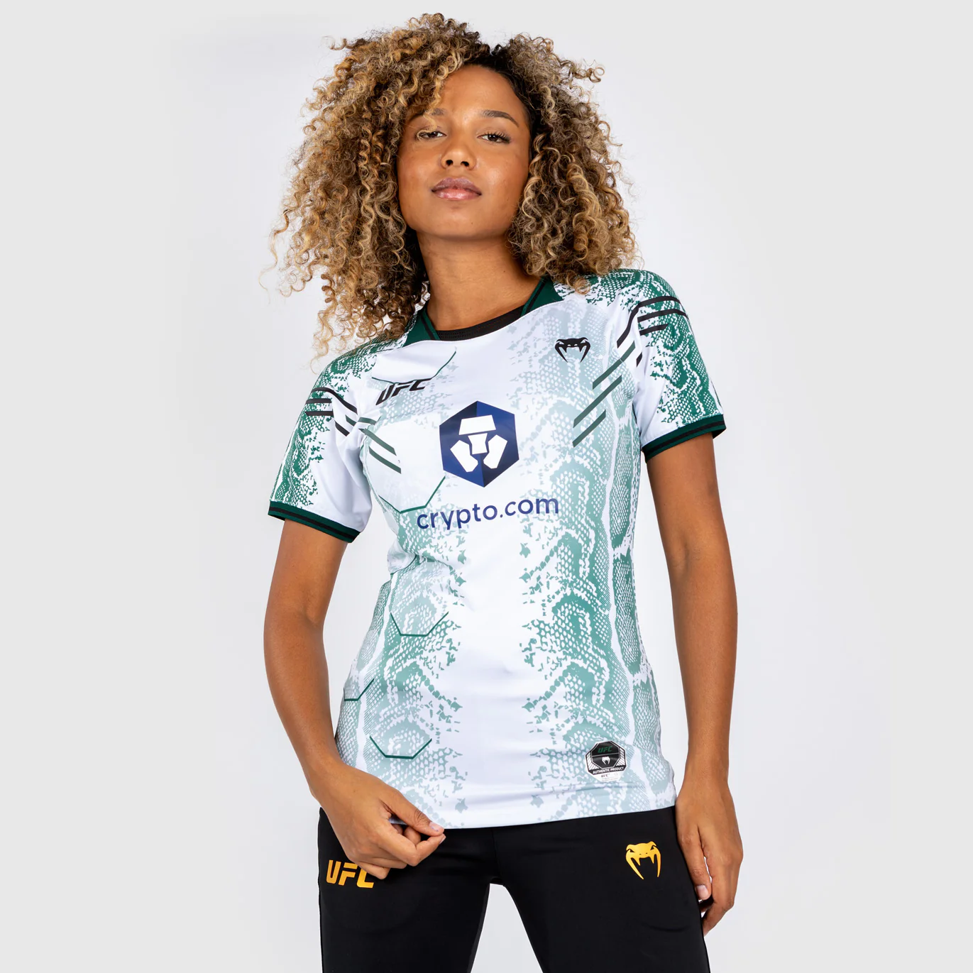 UFC Adrenaline by Venum Personalized Authentic Fight Night Women’s Walkout Jersey - Emerald Edition - White/Green - Image 2
