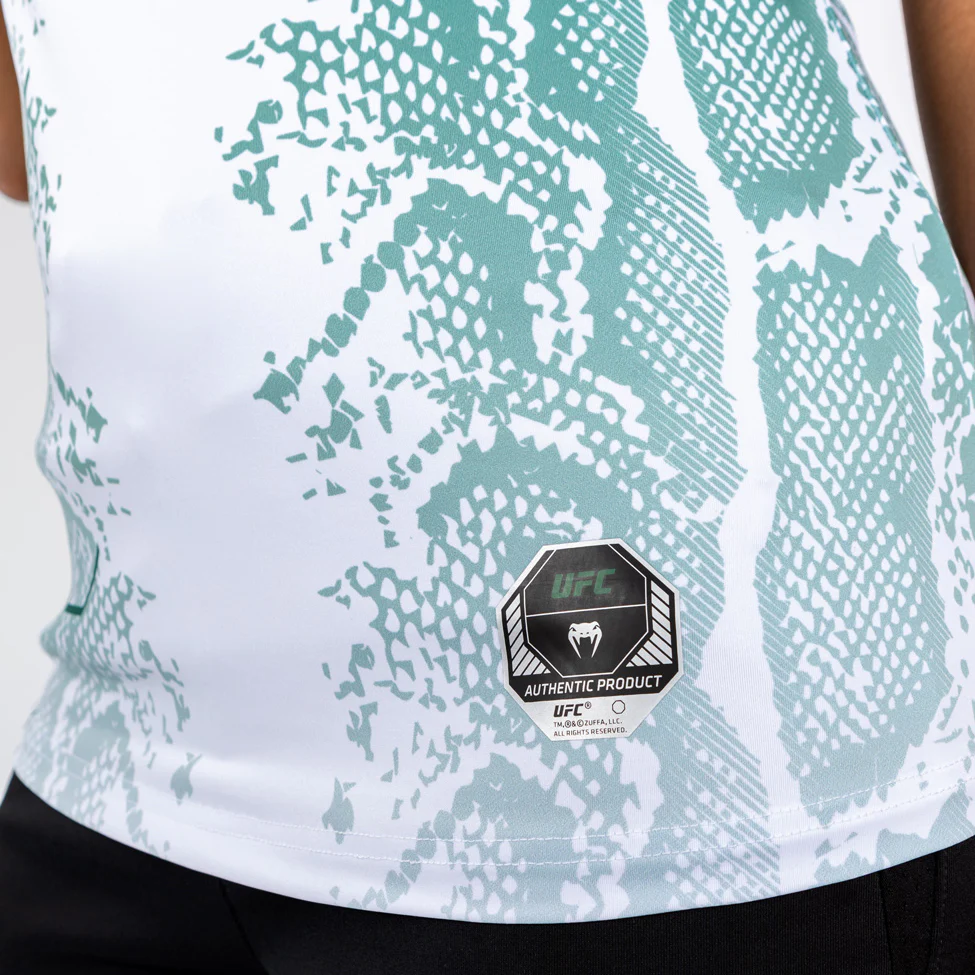 UFC Adrenaline by Venum Personalized Authentic Fight Night Women’s Walkout Jersey - Emerald Edition - White/Green - Image 7