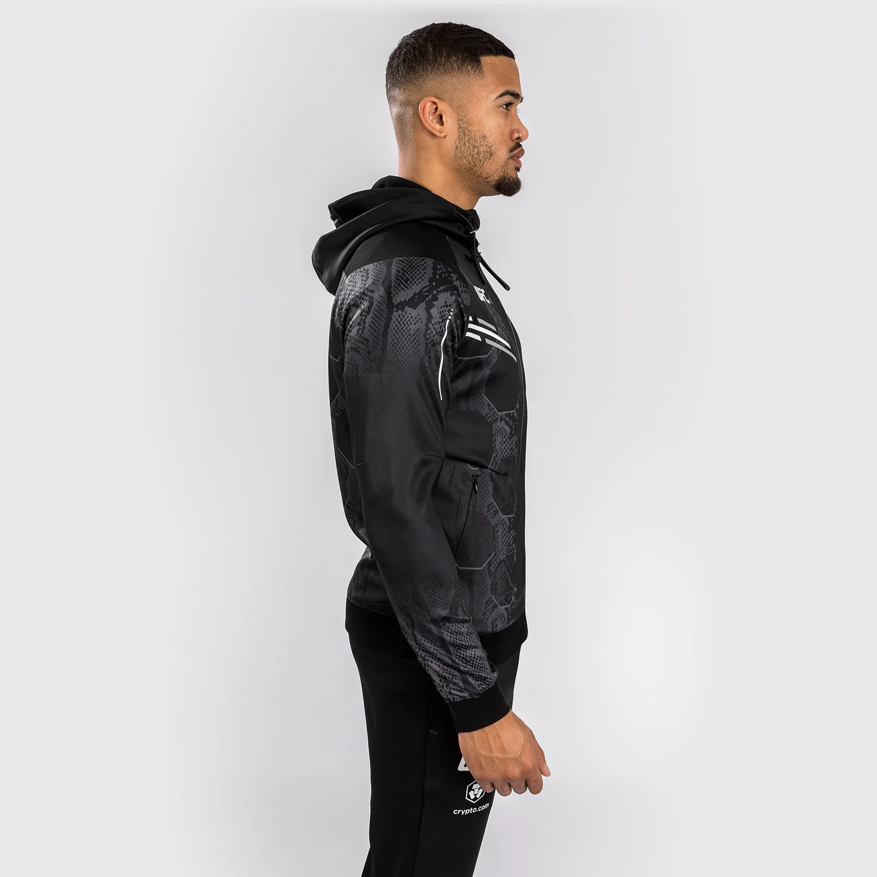 UFC Adrenaline by Venum Authentic Fight Night Men’s Walkout Hoodie - Black - Image 2