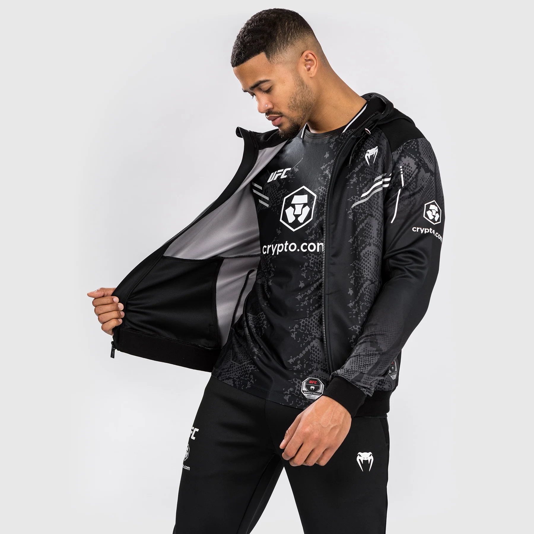 UFC Adrenaline by Venum Authentic Fight Night Men’s Walkout Hoodie - Black - Image 4