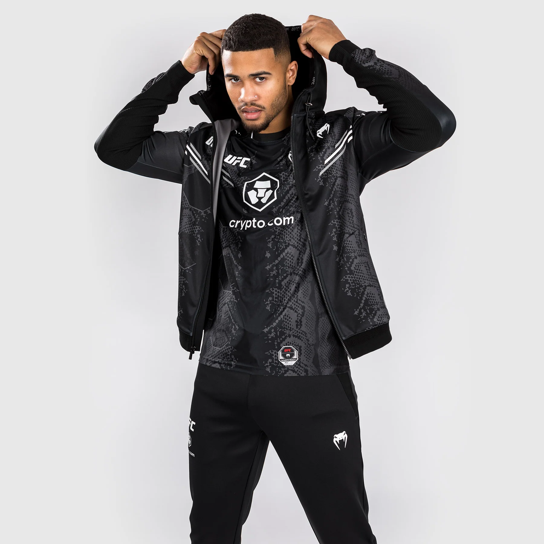 UFC Adrenaline by Venum Authentic Fight Night Men’s Walkout Hoodie - Black - Image 5
