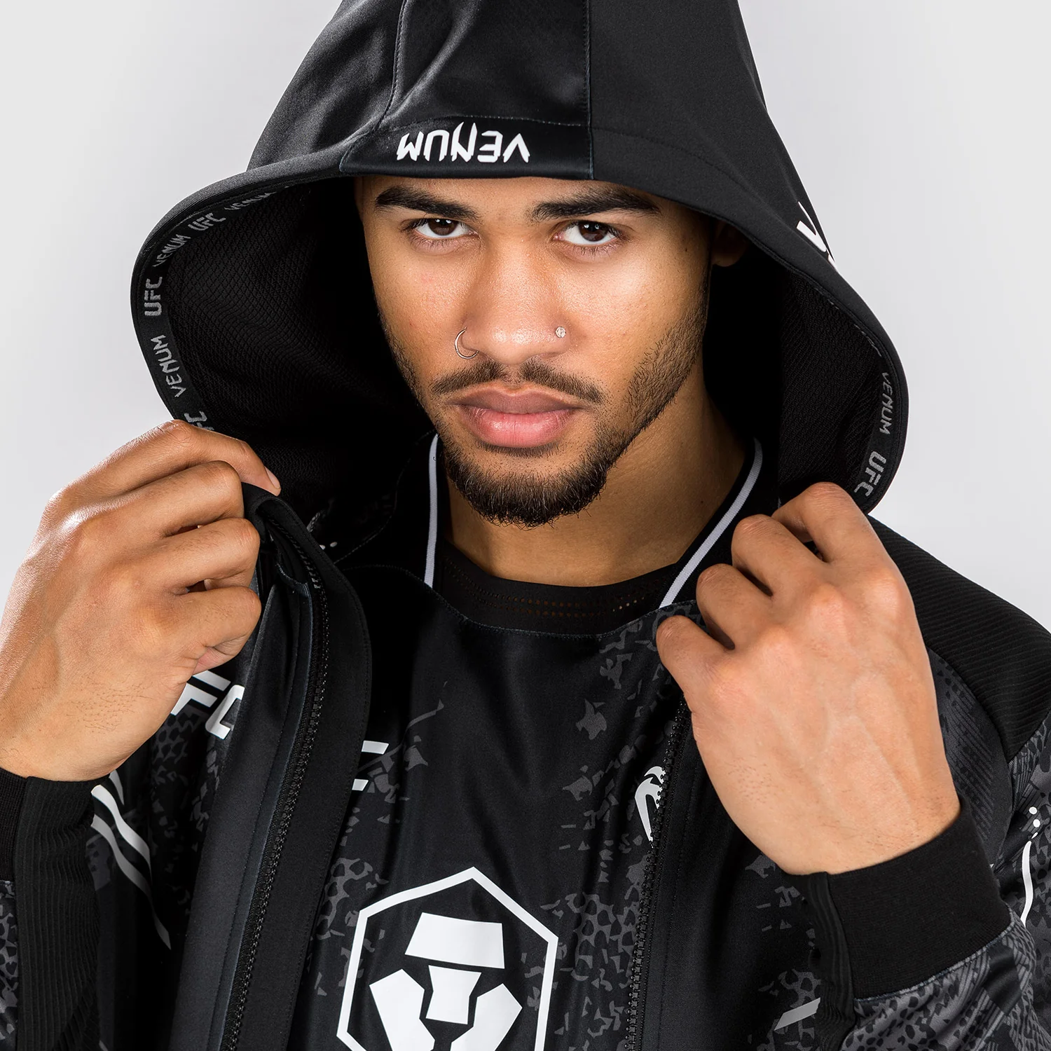UFC Adrenaline by Venum Authentic Fight Night Men’s Walkout Hoodie - Black - Image 6