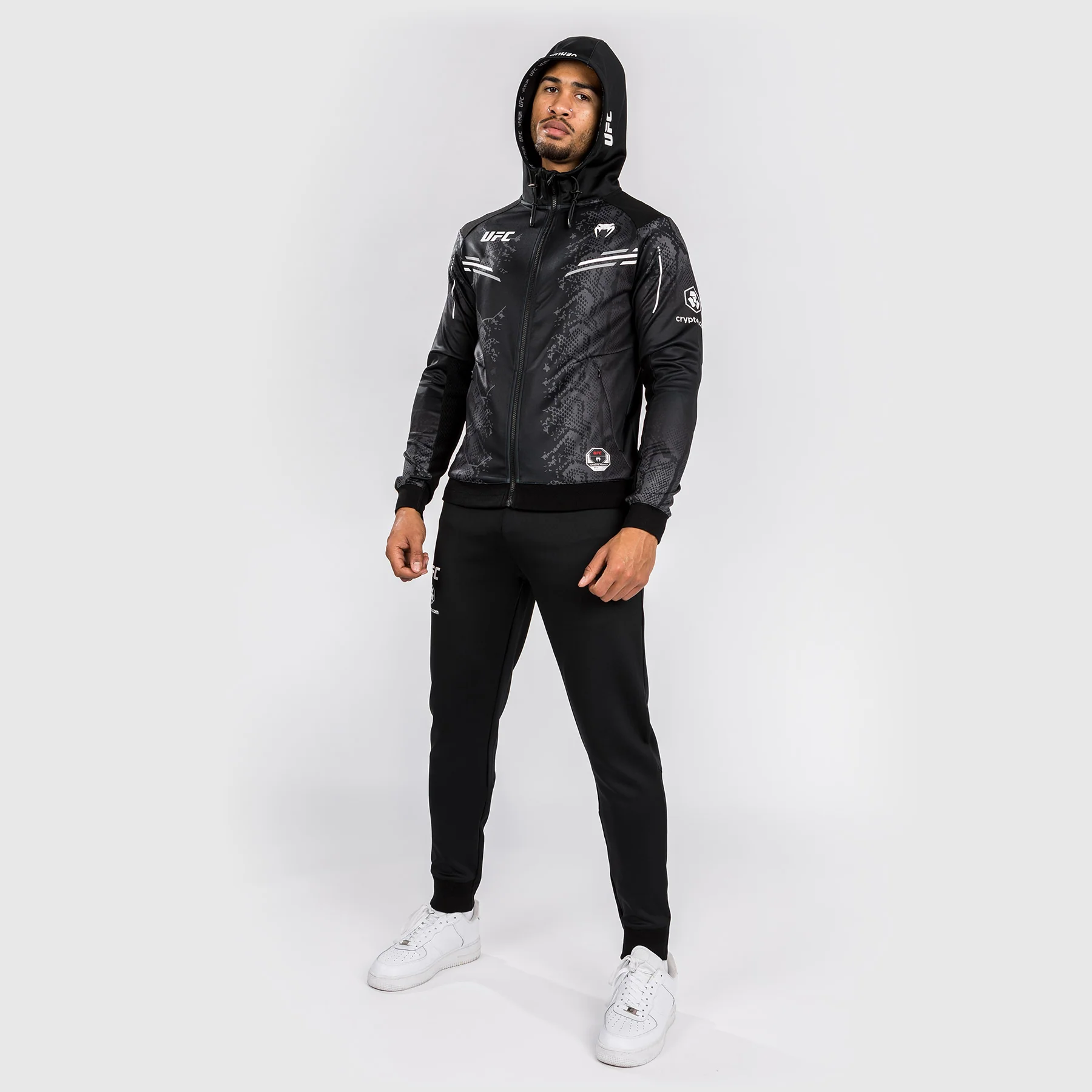 UFC Adrenaline by Venum Authentic Fight Night Men’s Walkout Hoodie - Black - Image 7