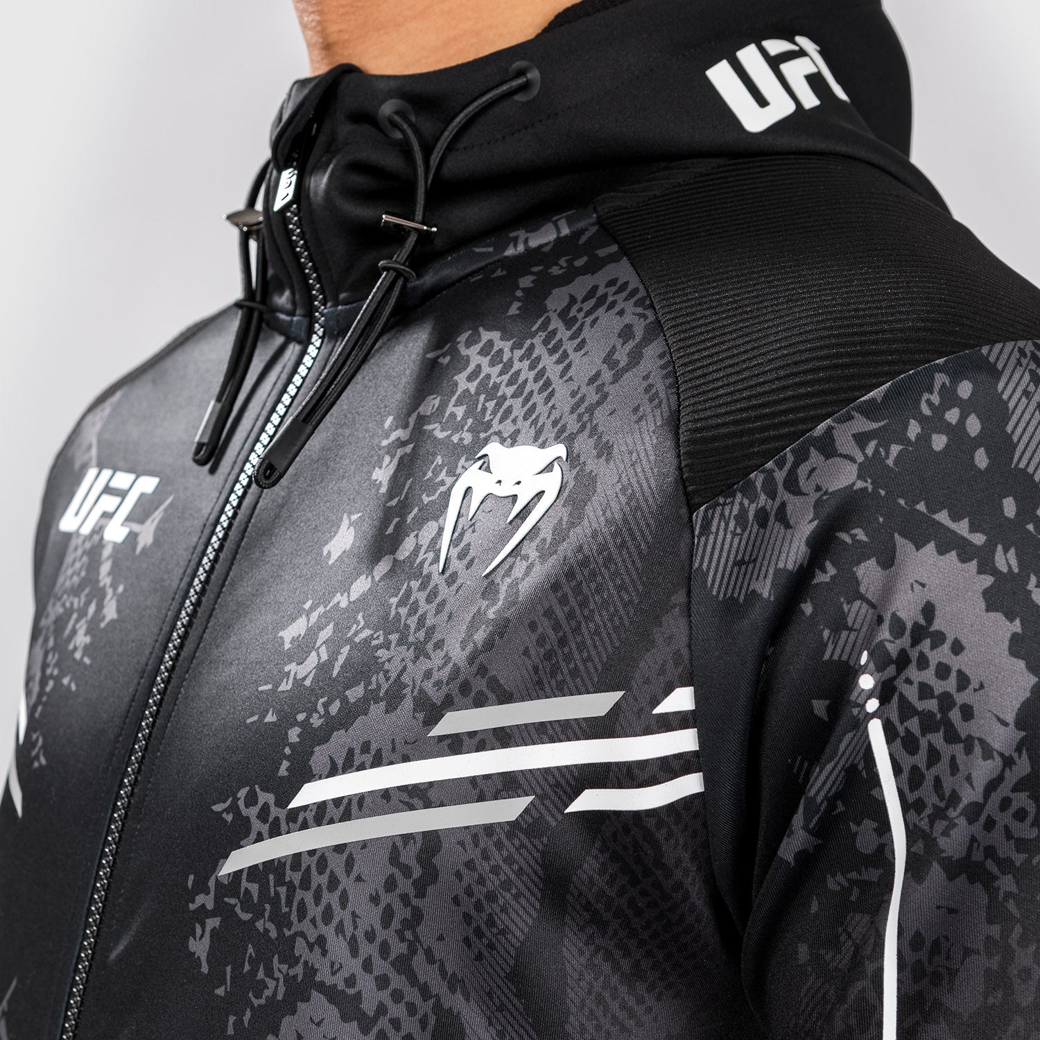 UFC Adrenaline by Venum Authentic Fight Night Men’s Walkout Hoodie - Black - Image 9