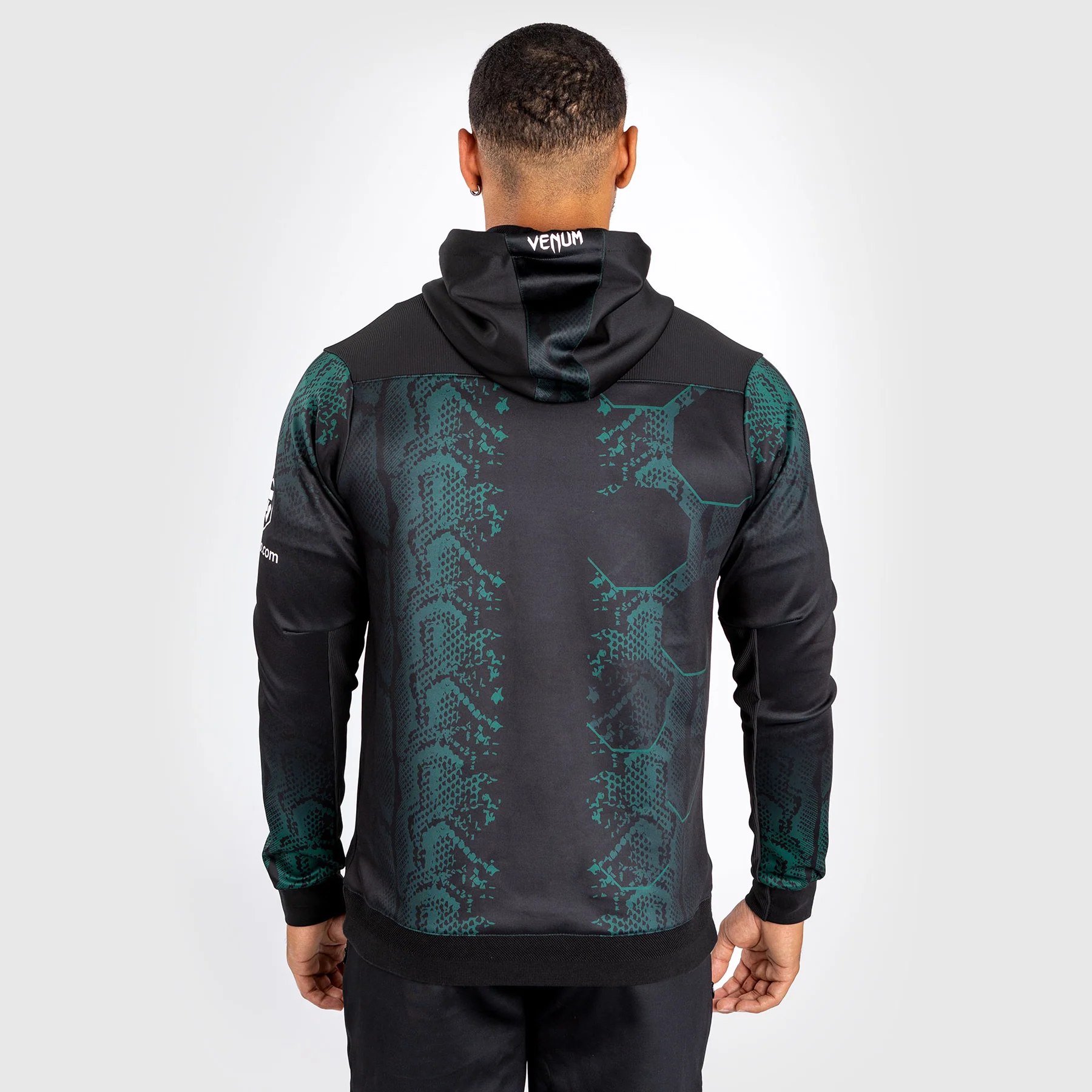 UFC Adrenaline by Venum Authentic Fight Night Men’s Walkout Hoodie - Emerald Edition - Green/Black - Image 2