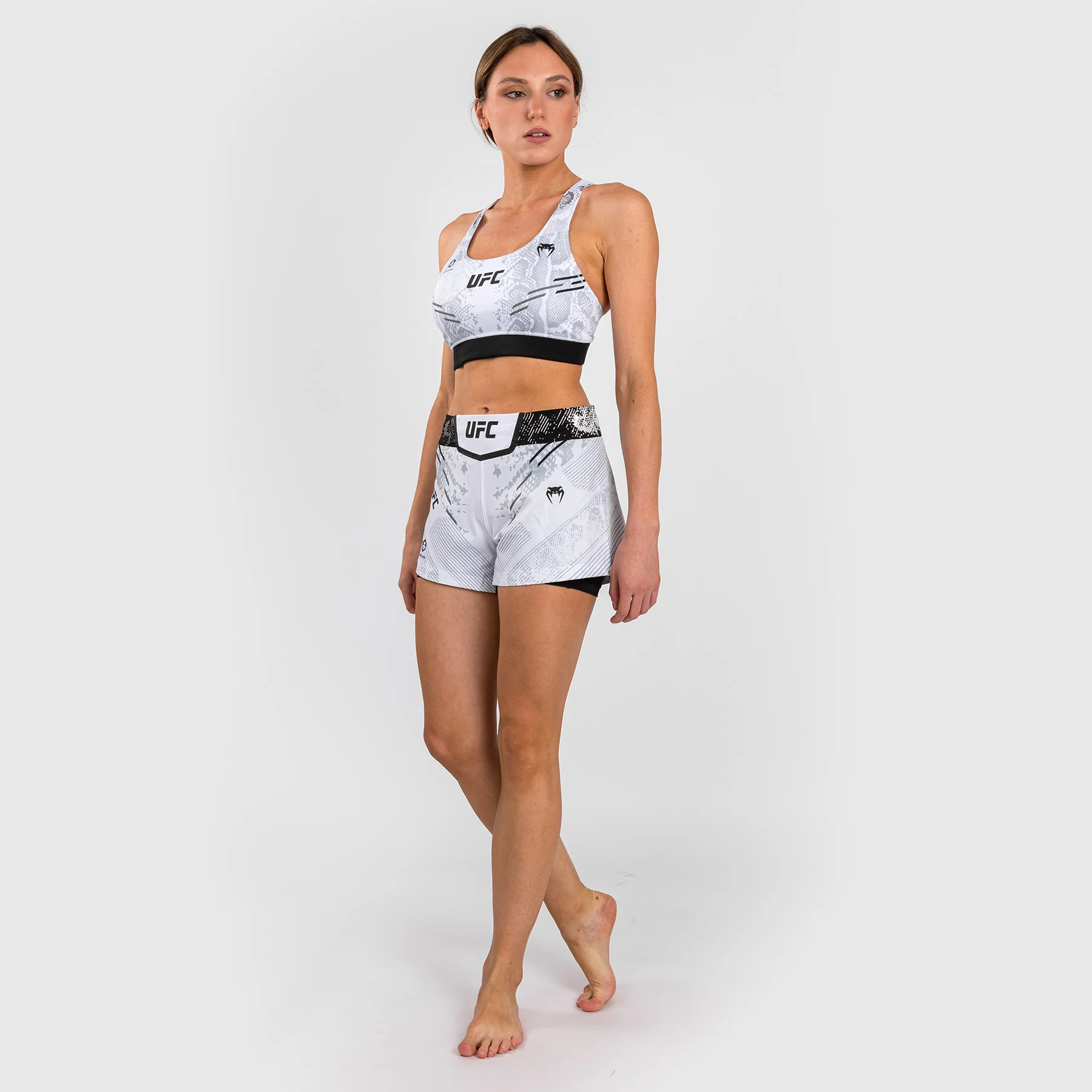 UFC Adrenaline by Venum Authentic Fight Night Women’s Fight Short - White - Image 5
