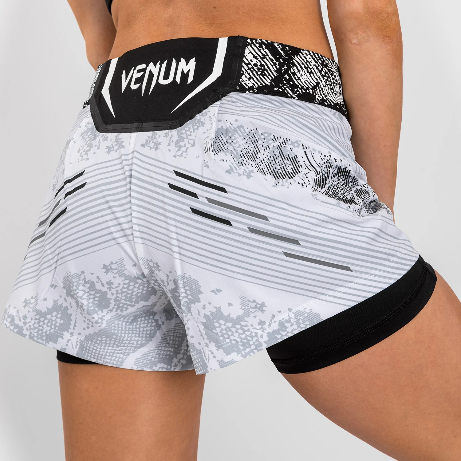 UFC Adrenaline by Venum Authentic Fight Night Women’s Fight Short - White - Image 9