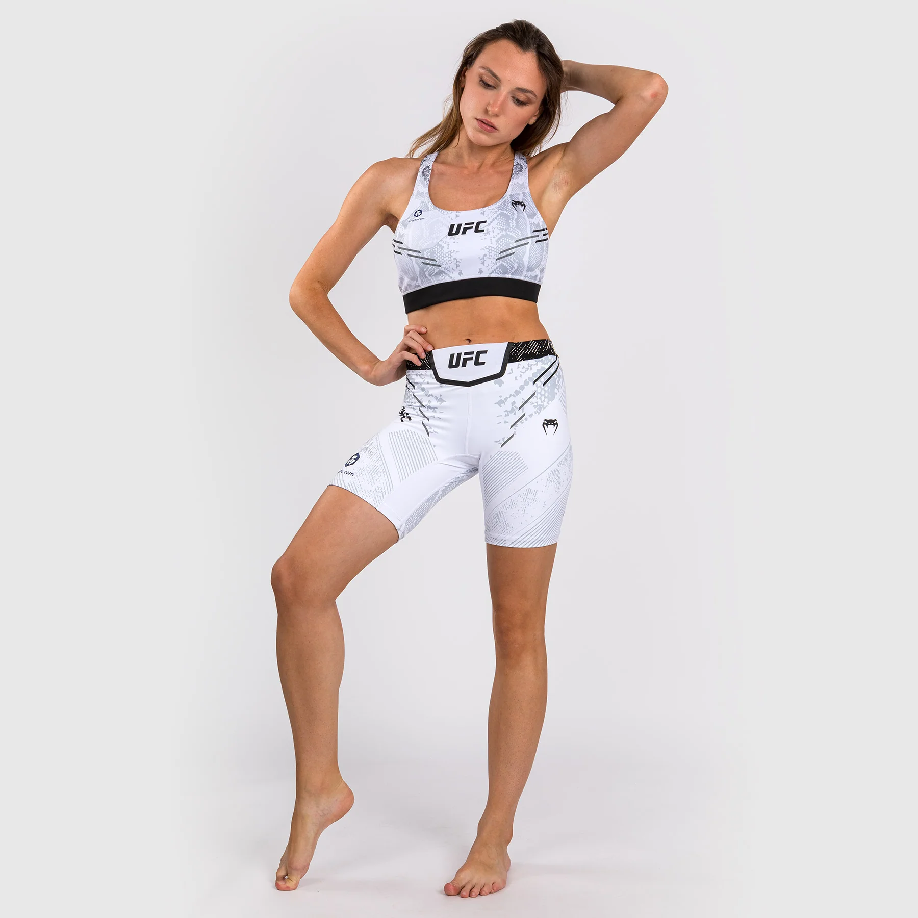 UFC Adrenaline by Venum Authentic Fight Night Women’s Vale Tudo Short - Long Fit - White - Image 4
