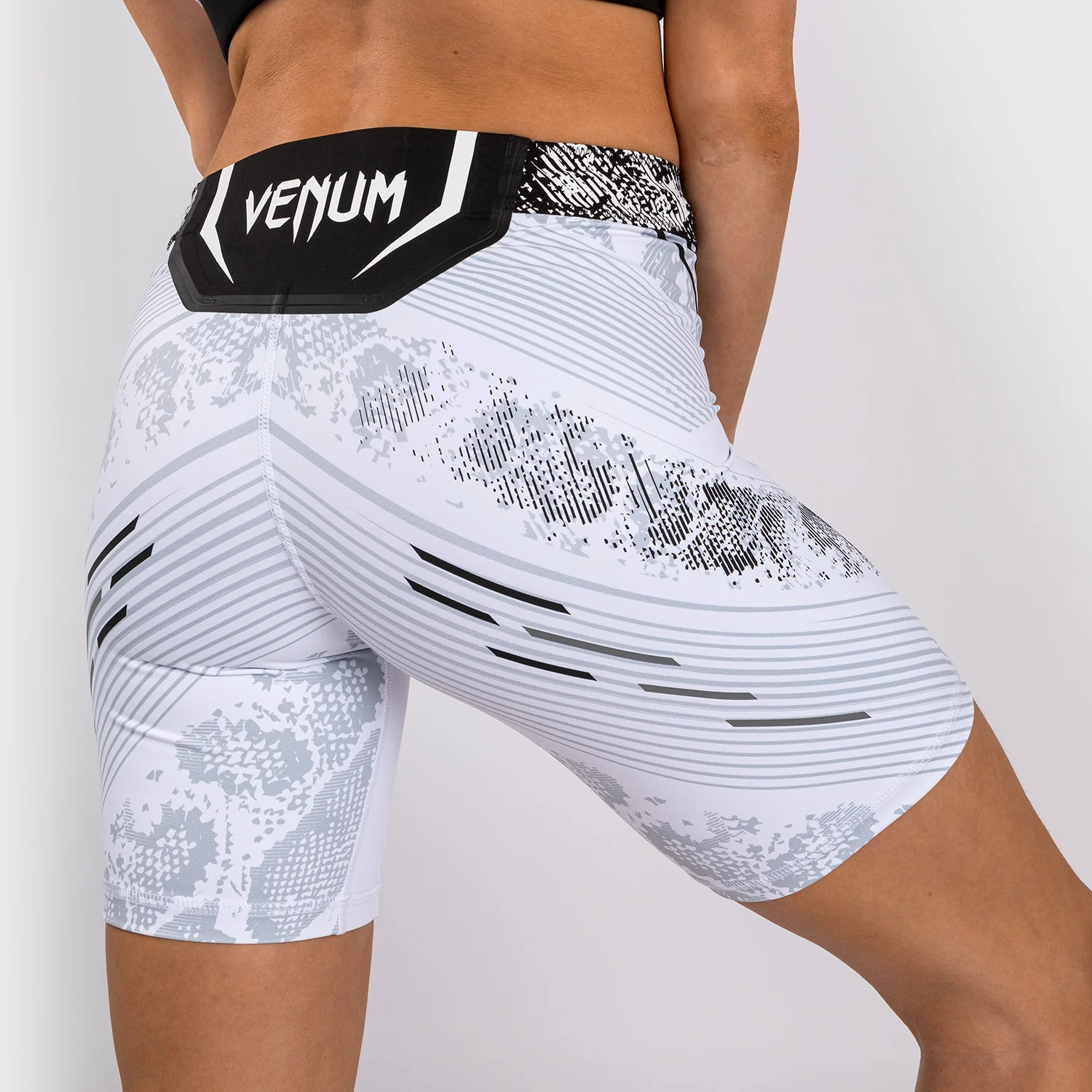 UFC Adrenaline by Venum Authentic Fight Night Women’s Vale Tudo Short - Long Fit - White - Image 9