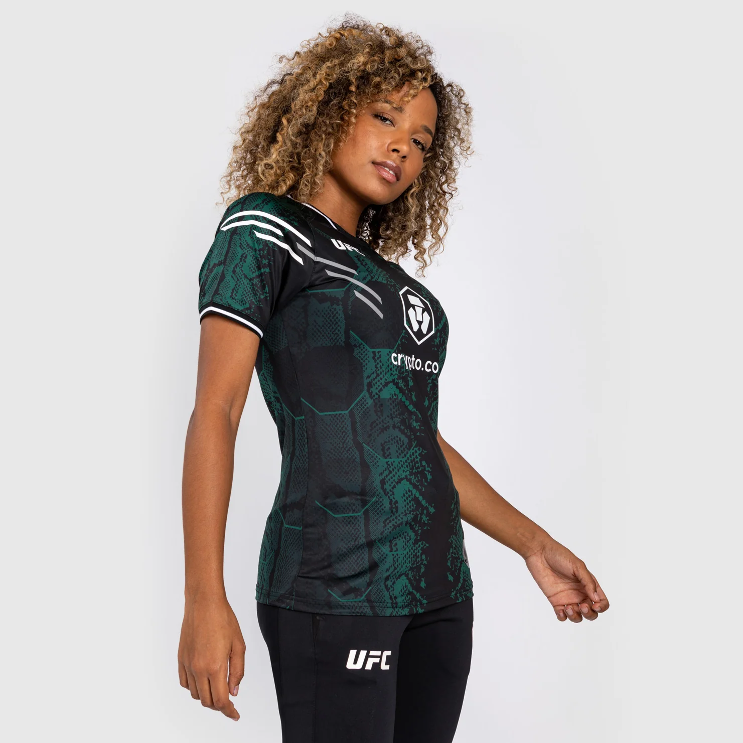 UFC Adrenaline by Venum Authentic Fight Night Women’s Walkout Jersey - Emerald Edition - Green/Black - Image 3