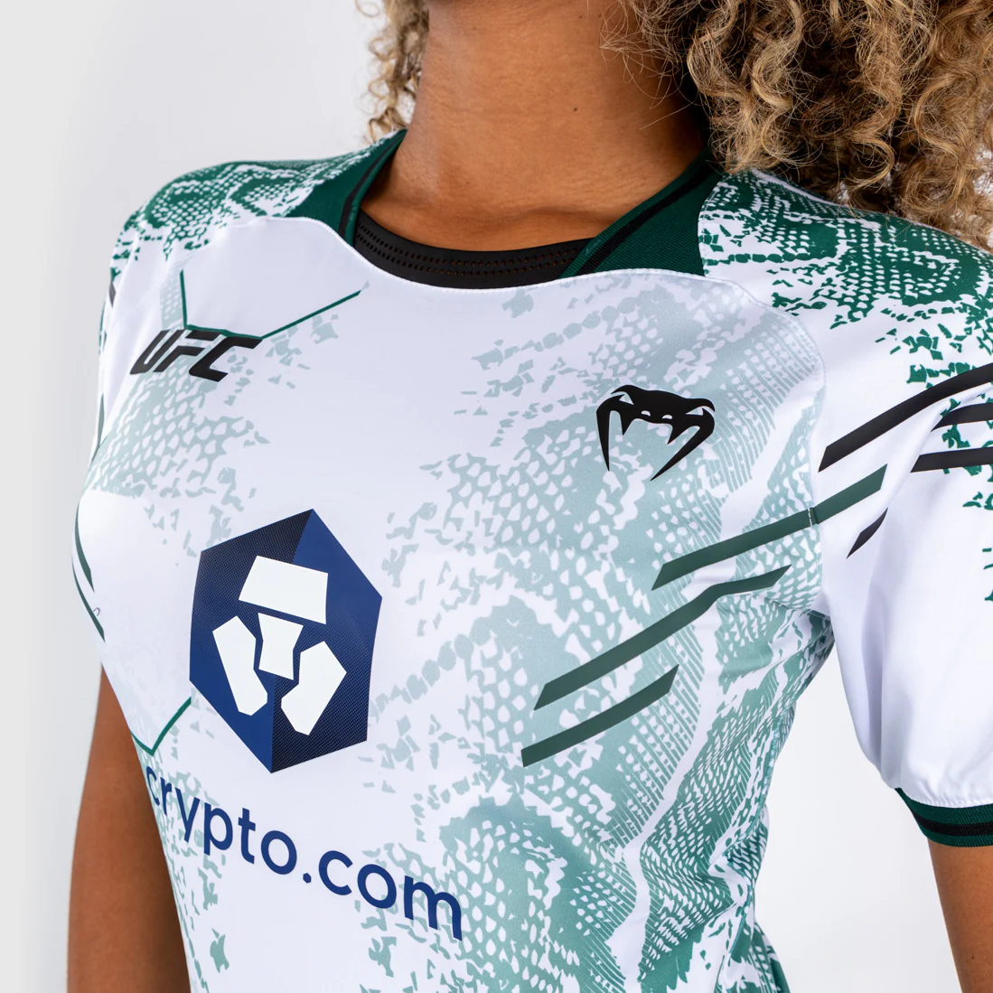 UFC Adrenaline by Venum Authentic Fight Night Women’s Walkout Jersey - Emerald Edition - White/Green - Image 5