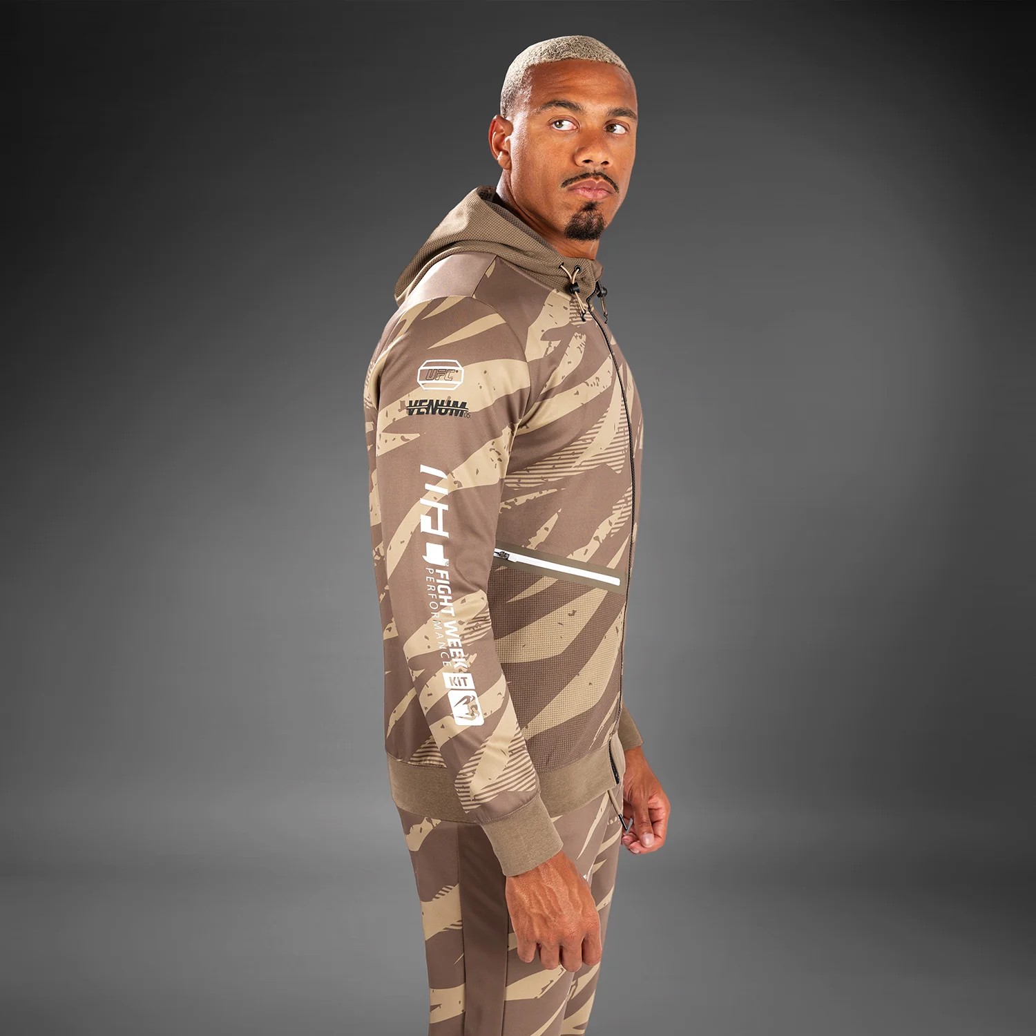 UFC Adrenaline by Venum Fight Week Men’s zip Hoodie - Desert Camo - Image 6