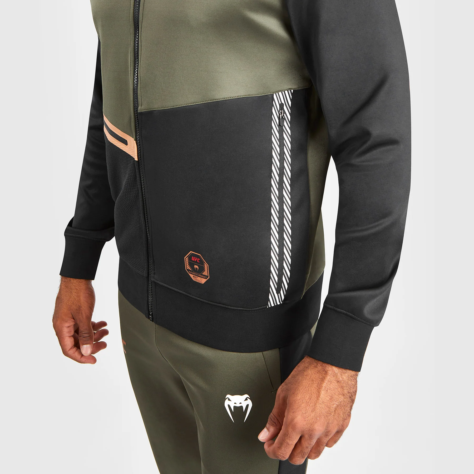 UFC Adrenaline by Venum Fight Week Men’s Zip Hoodie - Khaki/Bronze - Image 8