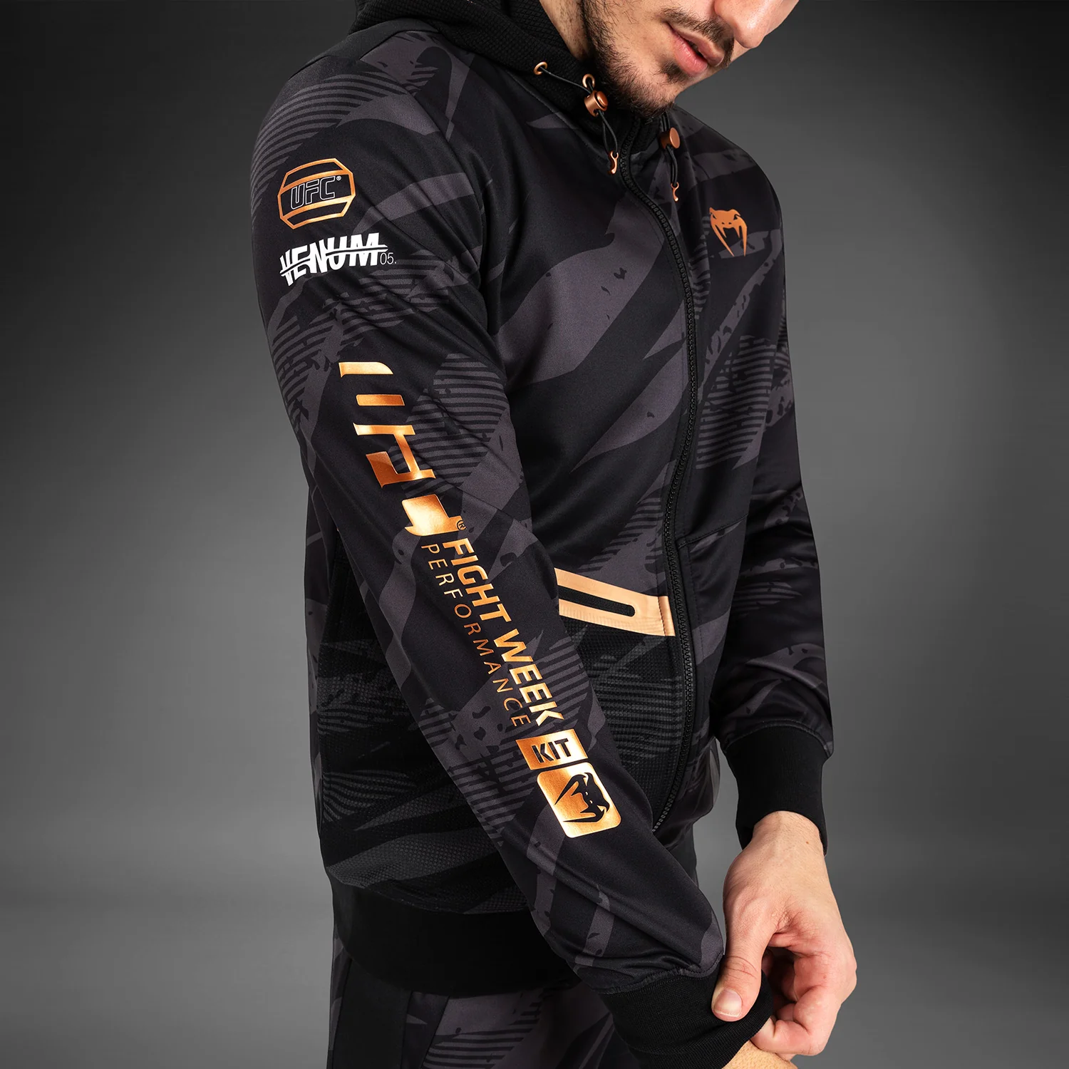UFC Adrenaline by Venum Fight Week Men’s zip Hoodie - Urban Camo - Image 3