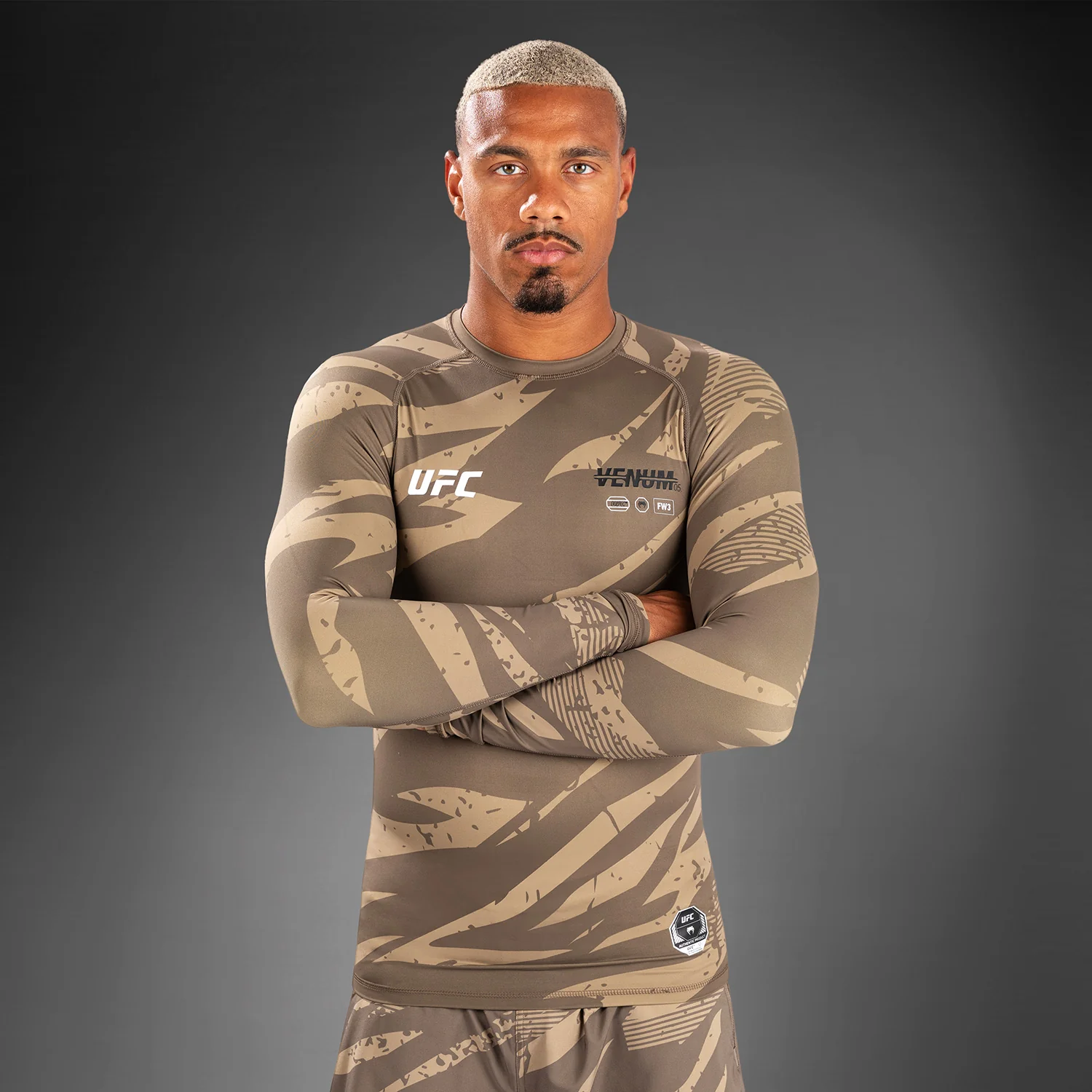 UFC Adrenaline by Venum Fight Week Performance Long Sleeve Rashguard - Desert Camo