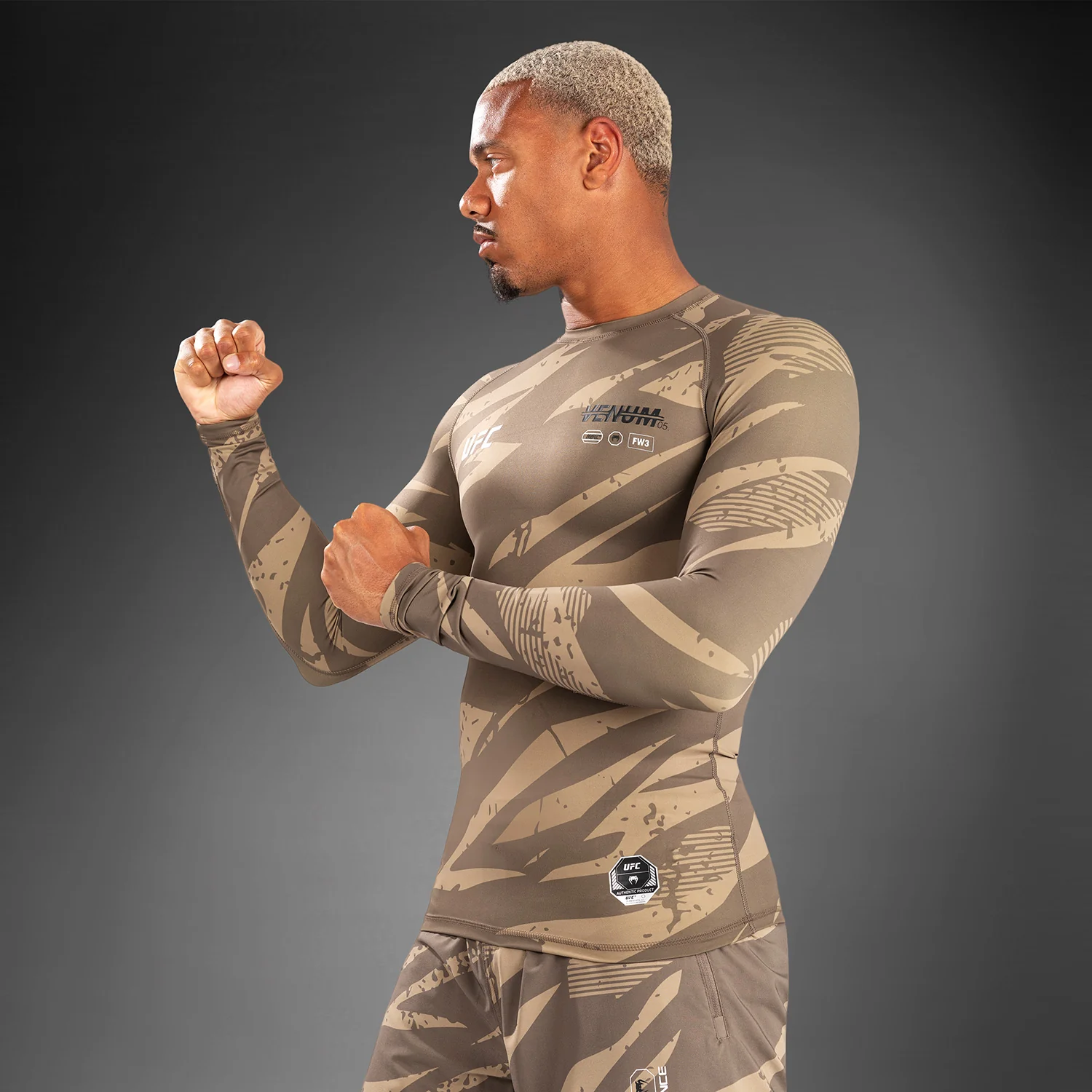 UFC Adrenaline by Venum Fight Week Performance Long Sleeve Rashguard - Desert Camo - Image 4