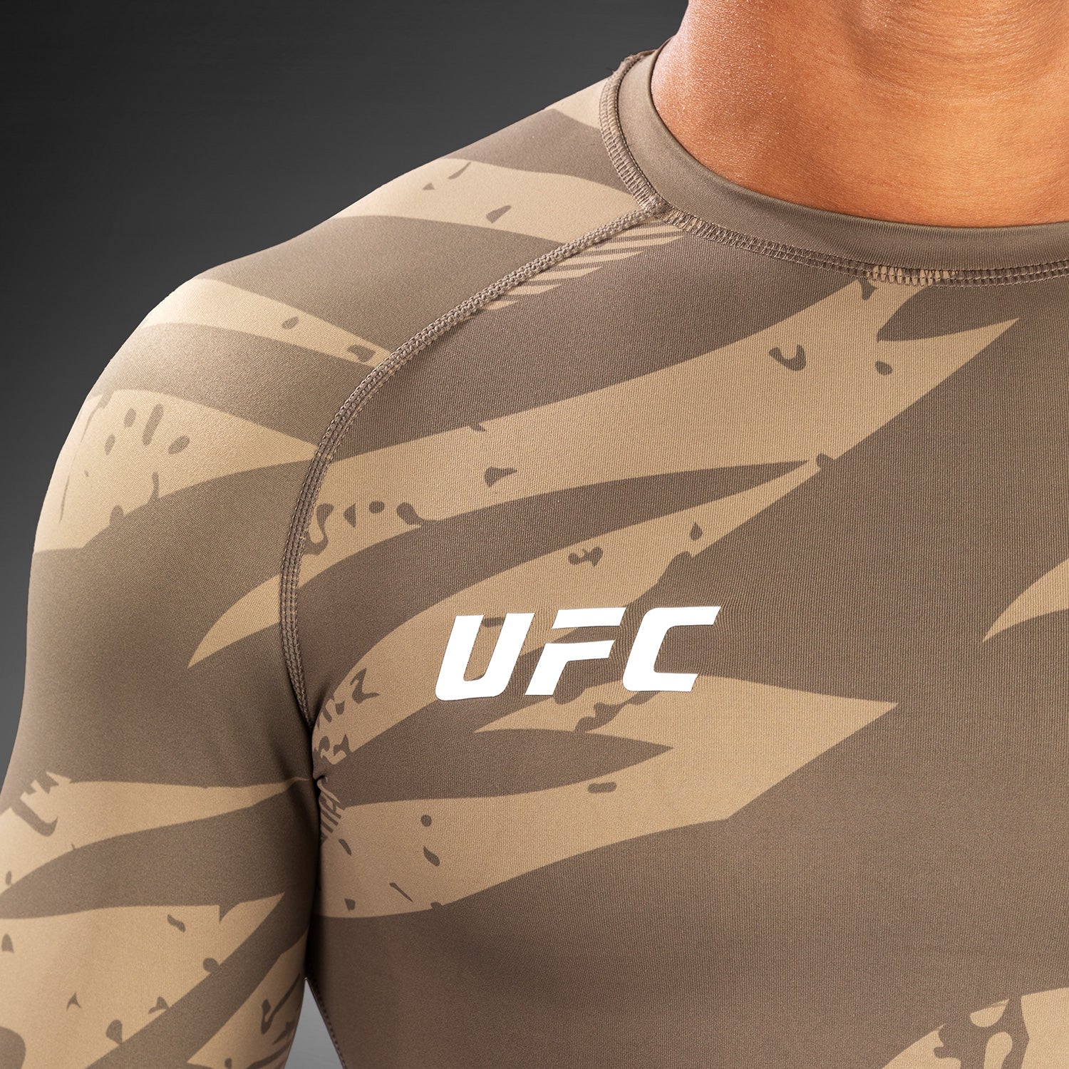 UFC Adrenaline by Venum Fight Week Performance Long Sleeve Rashguard - Desert Camo - Image 6
