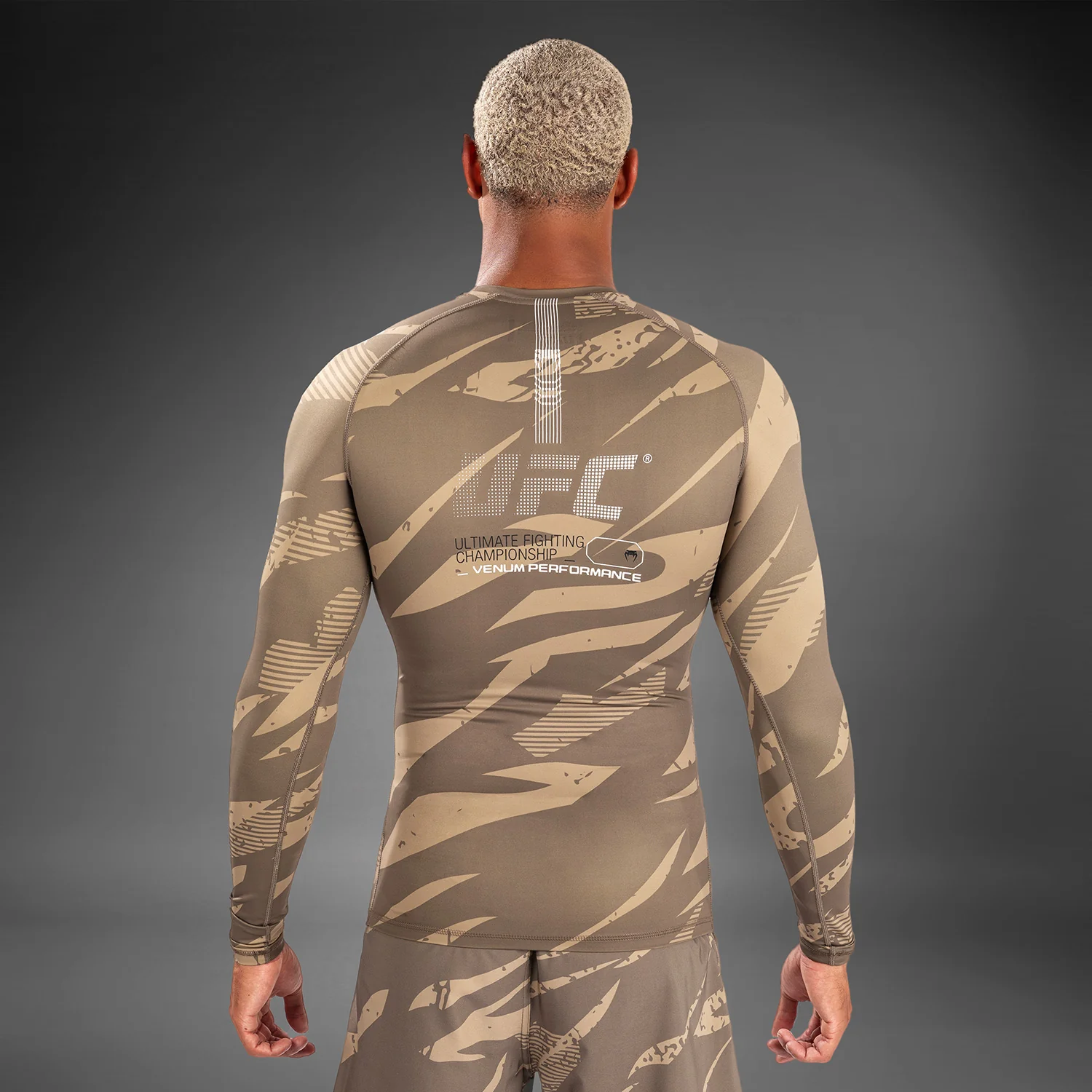 UFC Adrenaline by Venum Fight Week Performance Long Sleeve Rashguard - Desert Camo - Image 8