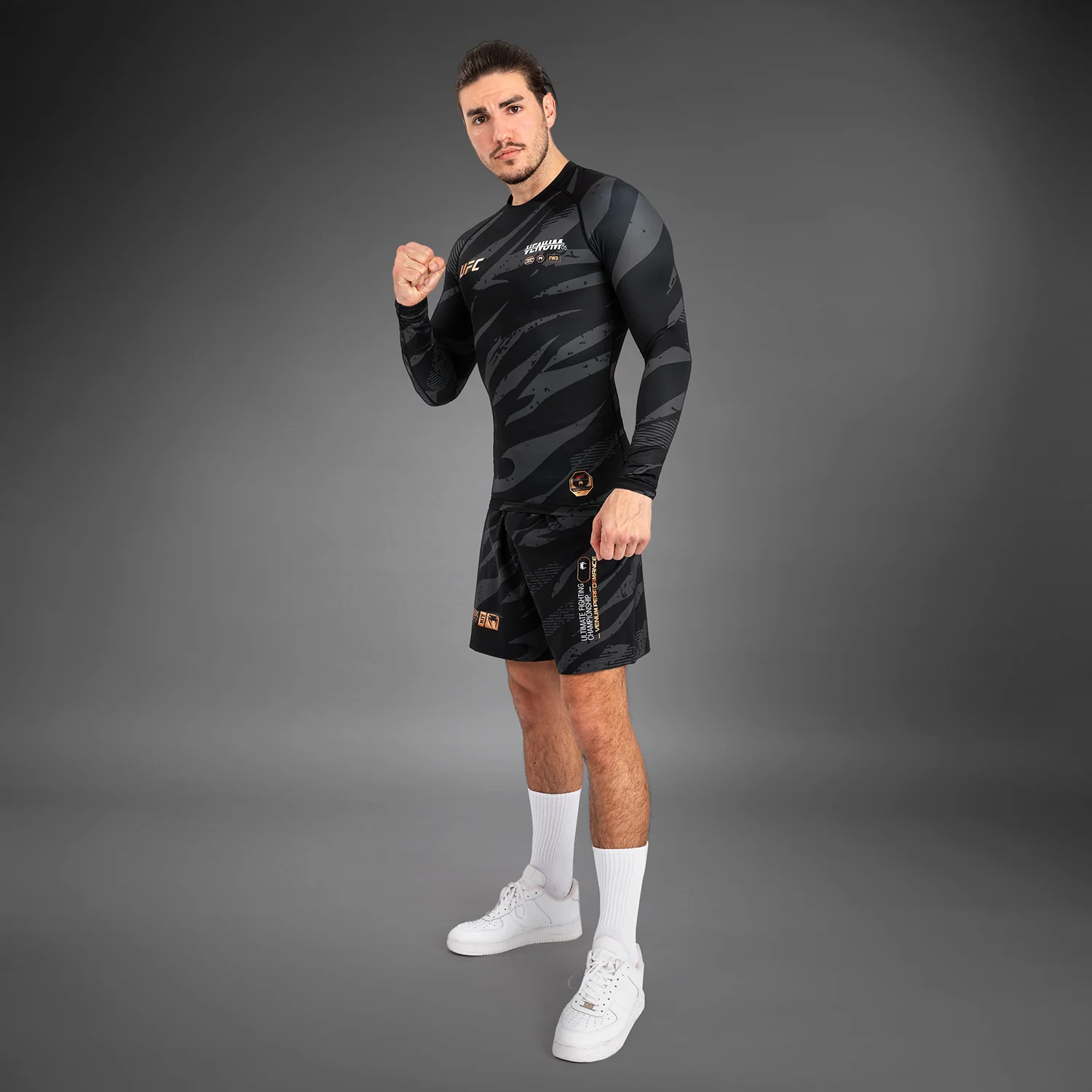 UFC Adrenaline by Venum Fight Week Performance Long Sleeve Rashguard - Urban Camo - Image 2